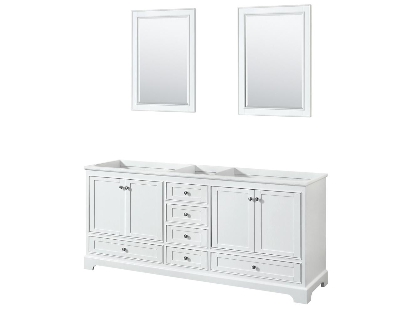 Wyndham Collection Deborah 79" White Vanity with 24" Mirror