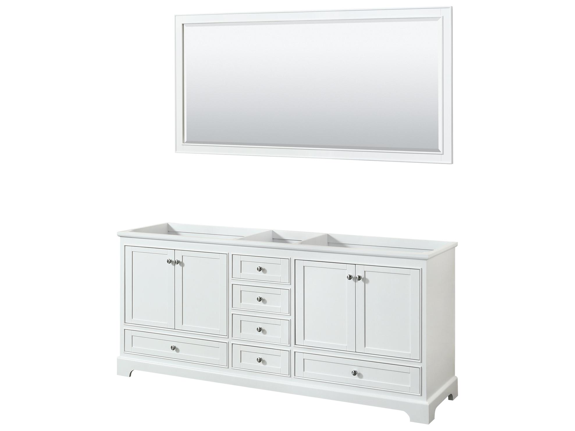 Wyndham Collection Deborah 79" White Vanity with 70" Mirror