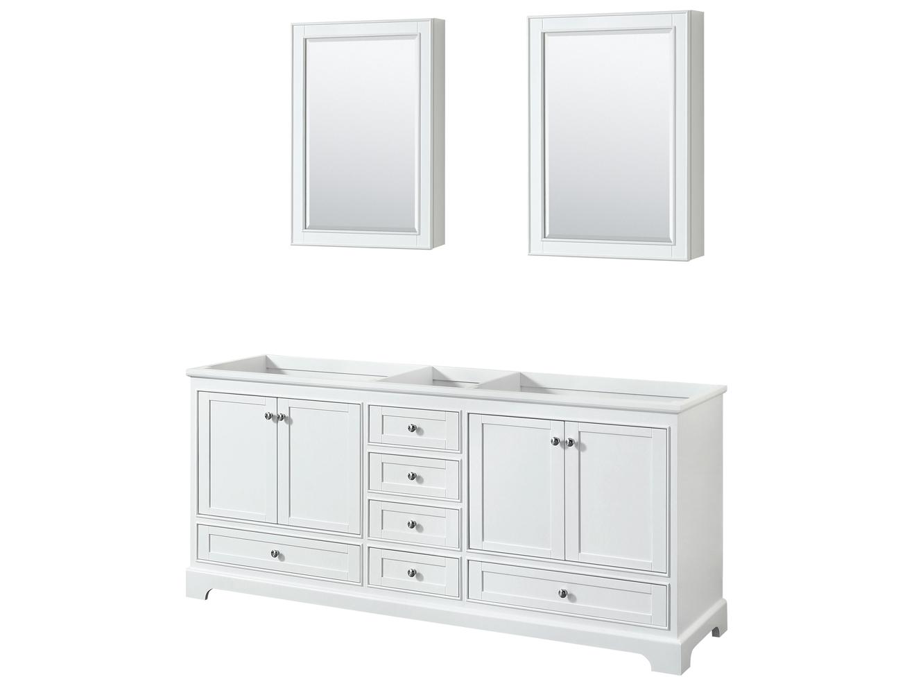 Wyndham Collection Deborah 79" White Vanity with Medicine Cabinet