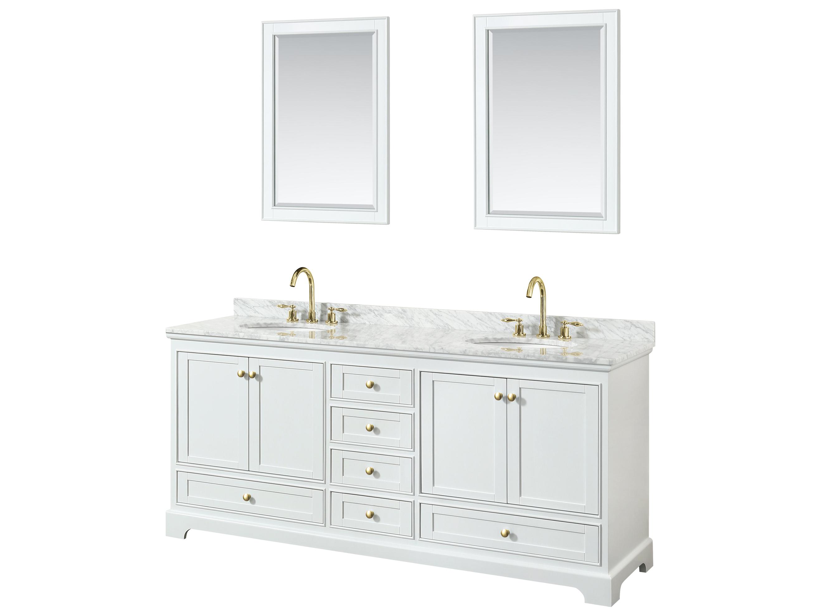 Wyndham Collection Deborah 80" White Vanity with 24" Mirror