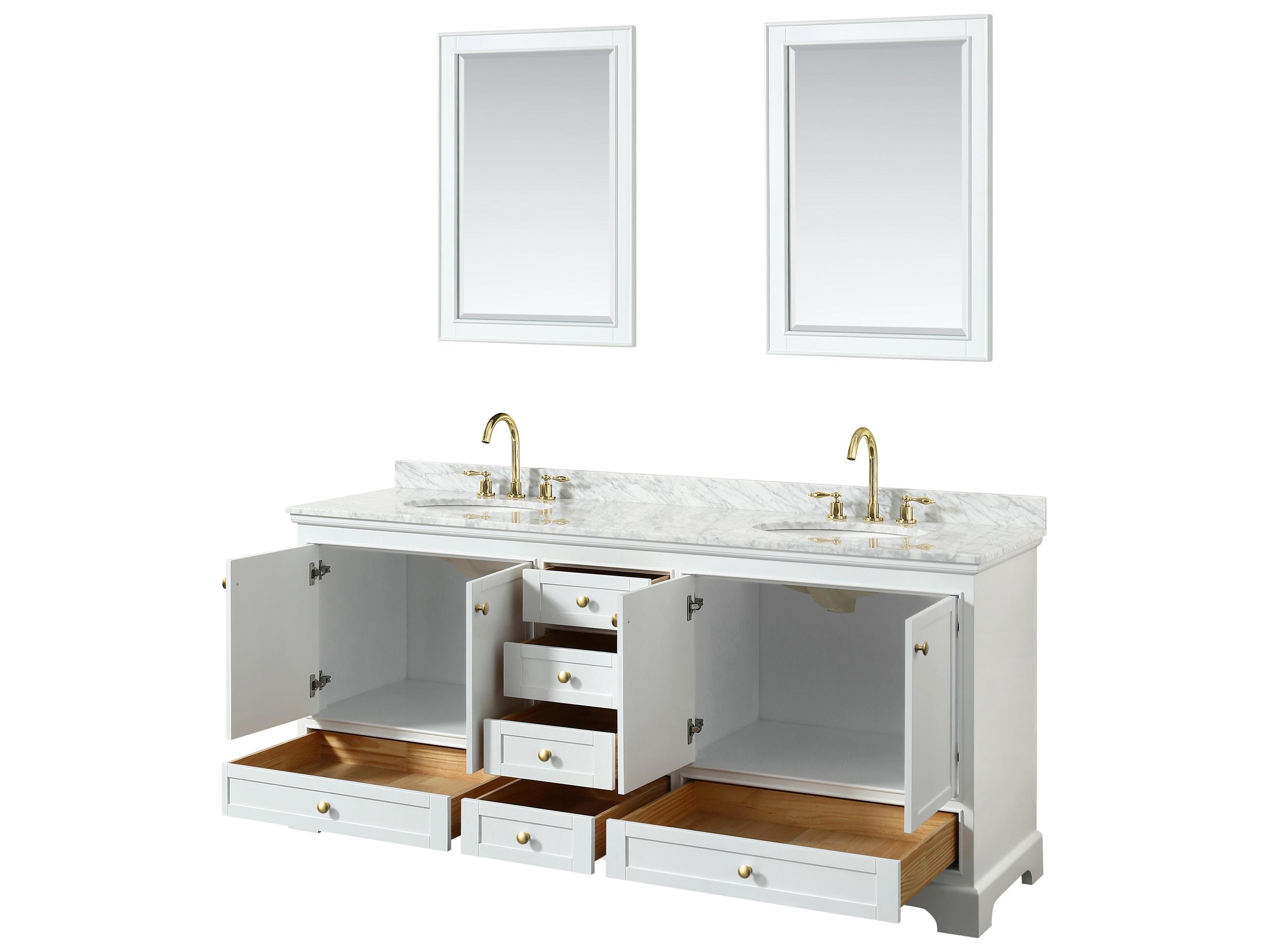 Wyndham Collection Deborah 80" White Vanity with 24" Mirror