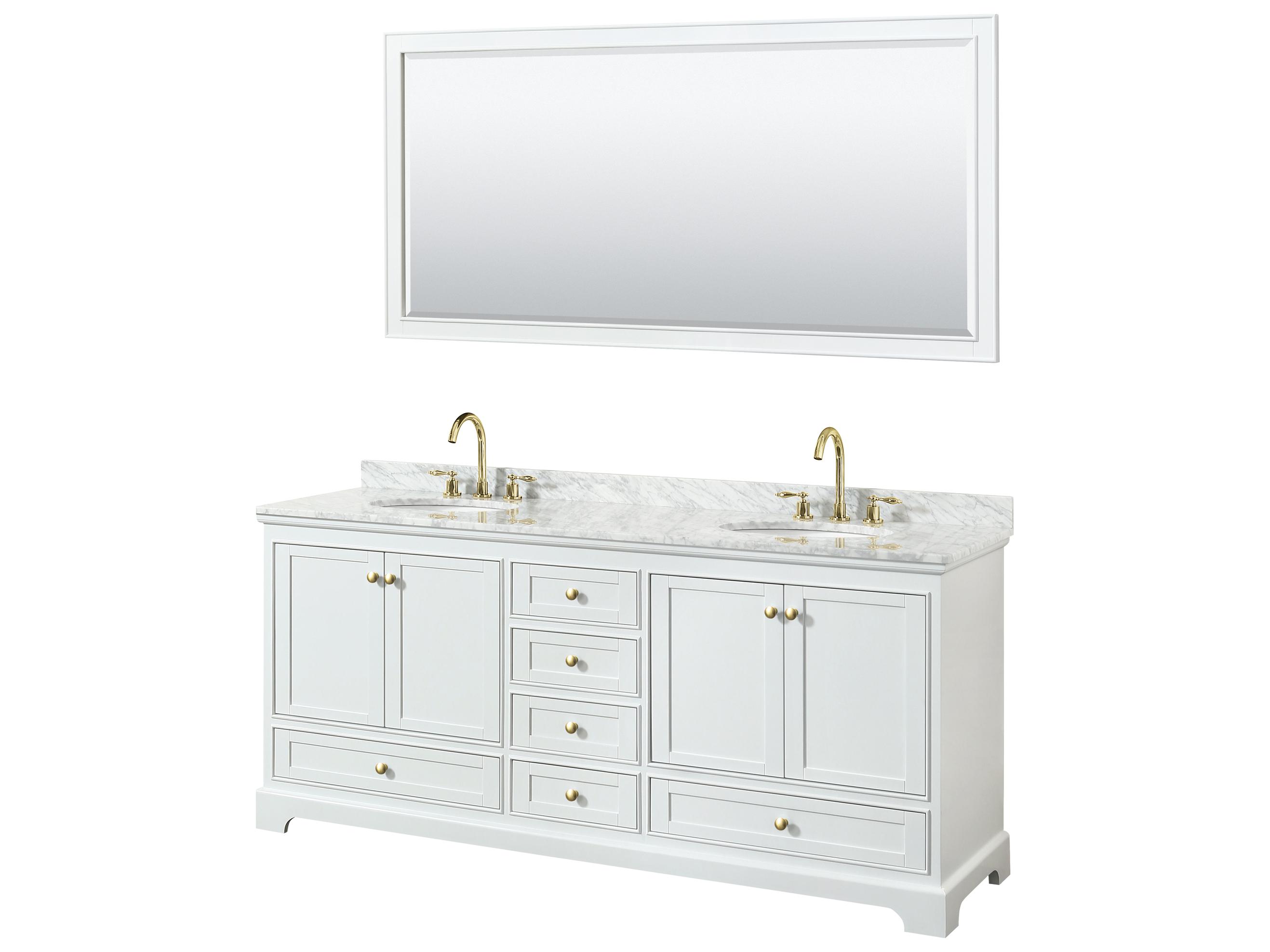 Wyndham Collection Deborah 80" White Vanity with 70" Mirror