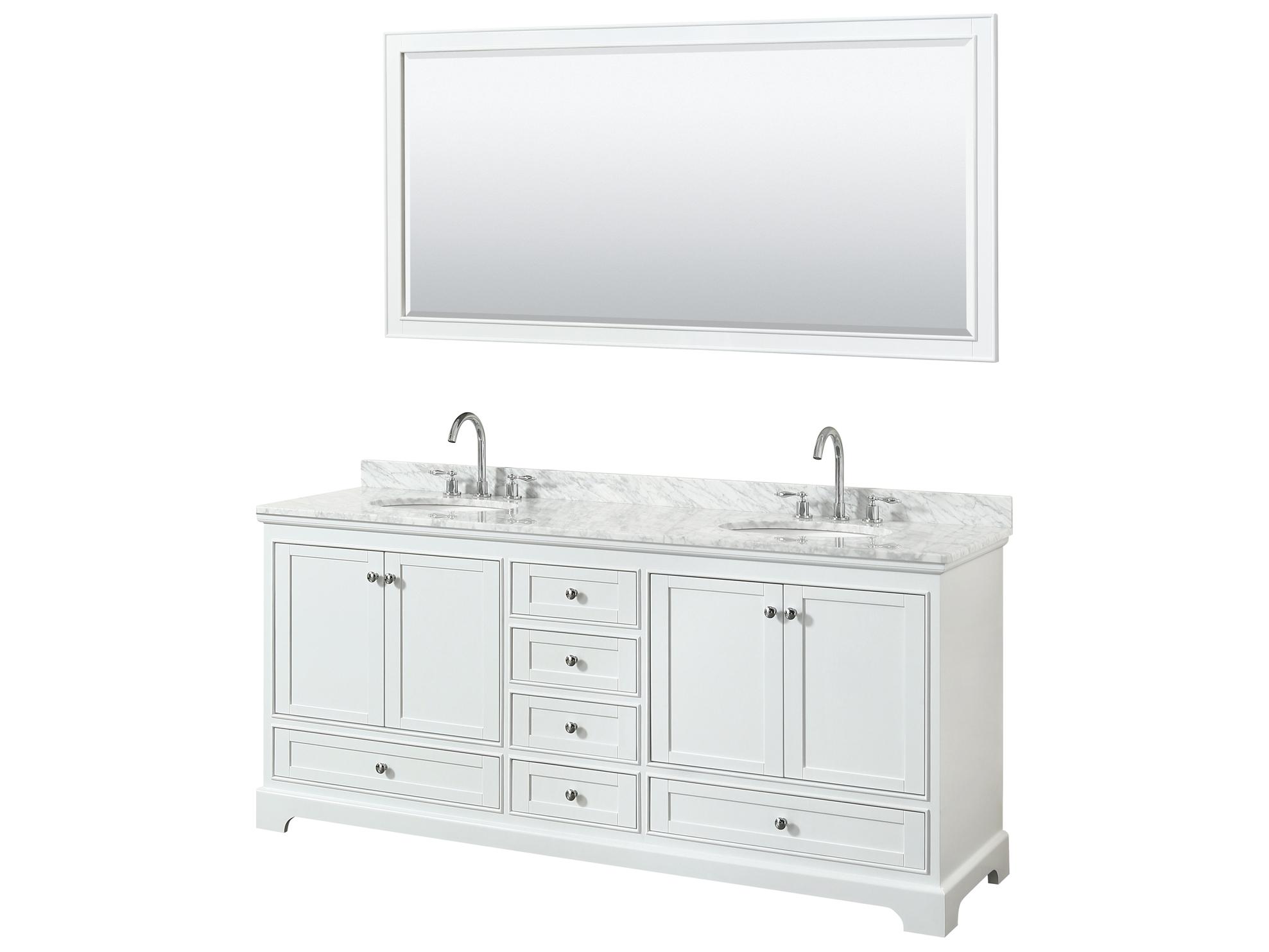 Wyndham Collection Deborah 80" White Vanity with 70" Mirror