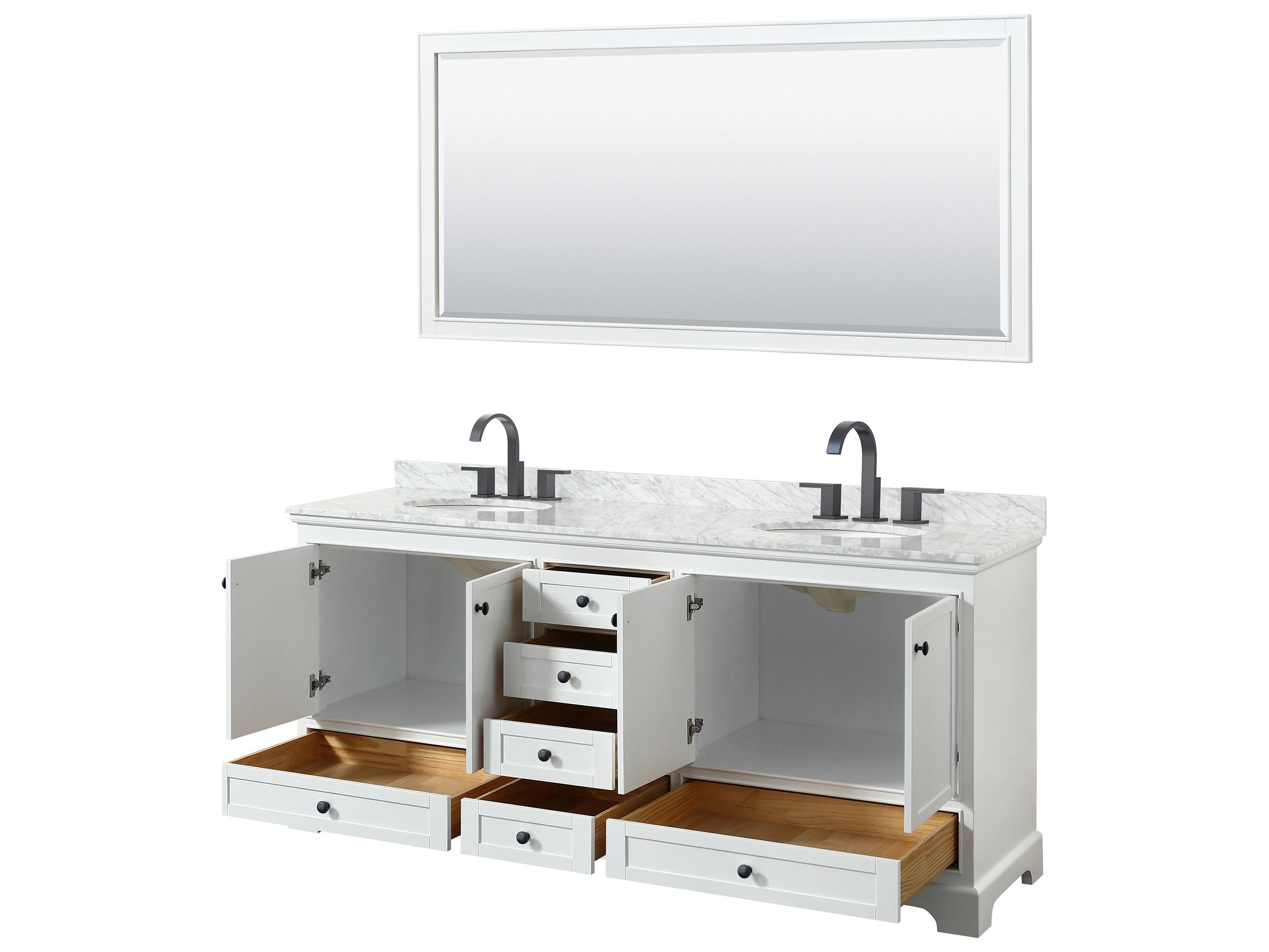 Wyndham Collection Deborah 80" White Vanity with 70" Mirror
