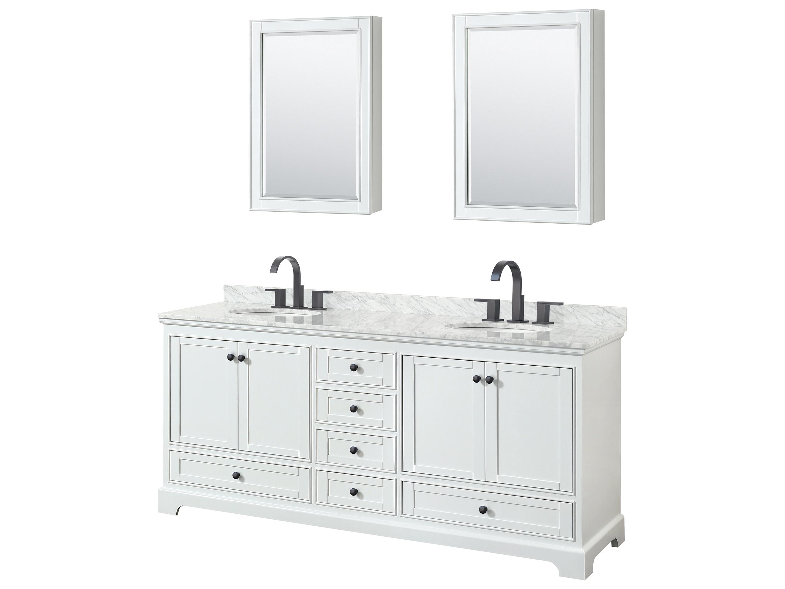 Wyndham Collection Deborah 80" White Vanity with Medicine Cabinet