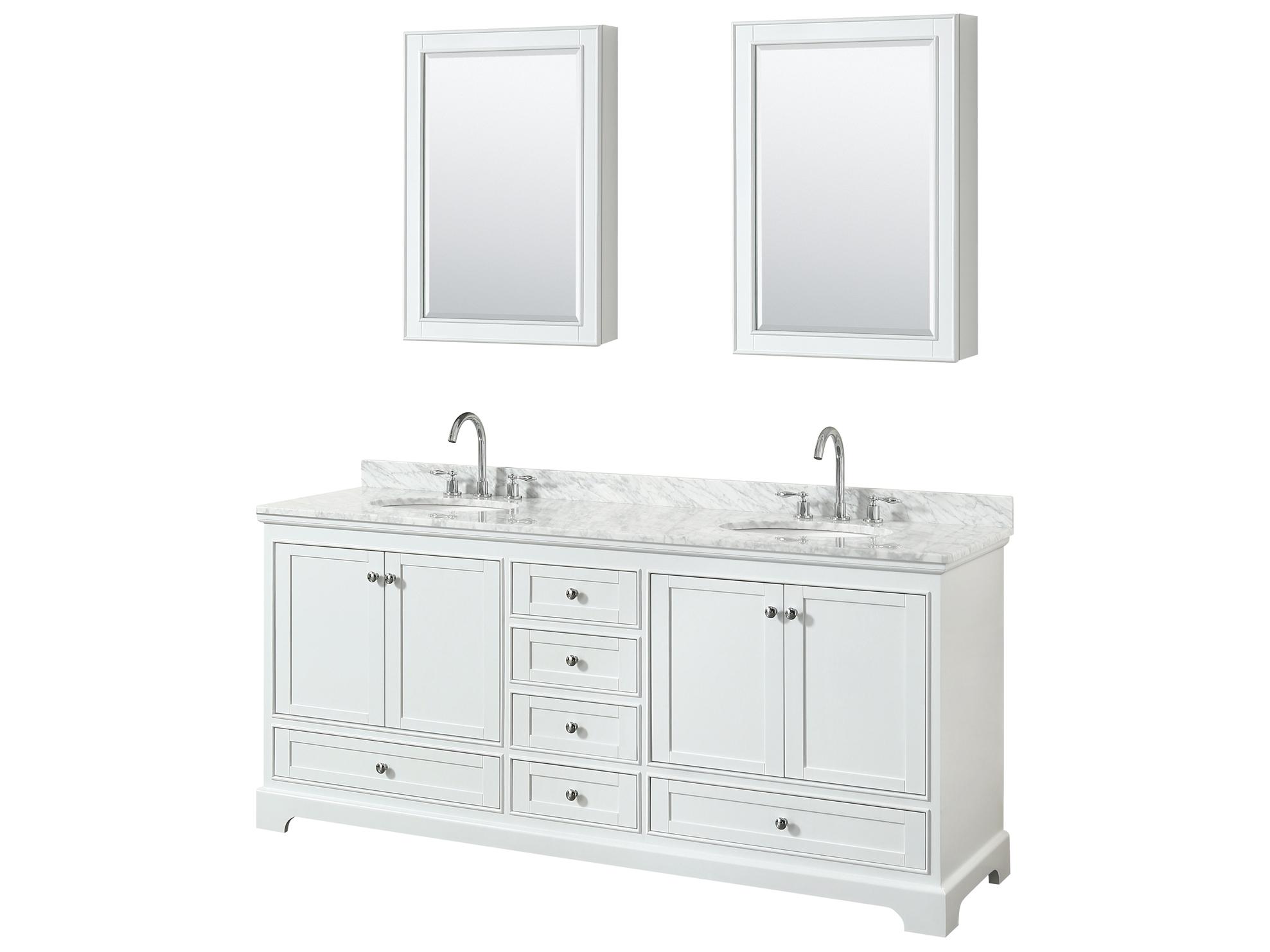 Wyndham Collection Deborah 80" White Vanity with Medicine Cabinet