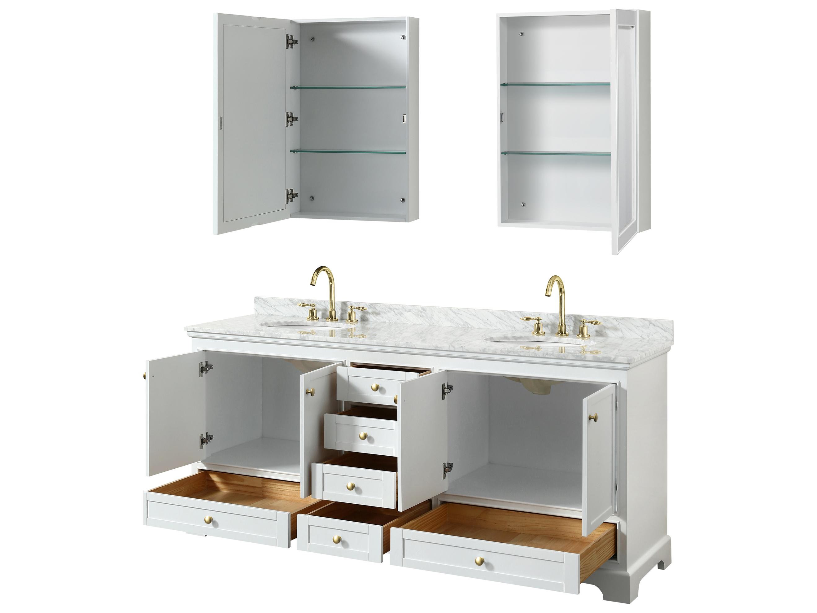 Wyndham Collection Deborah 80" White Vanity with Medicine Cabinet