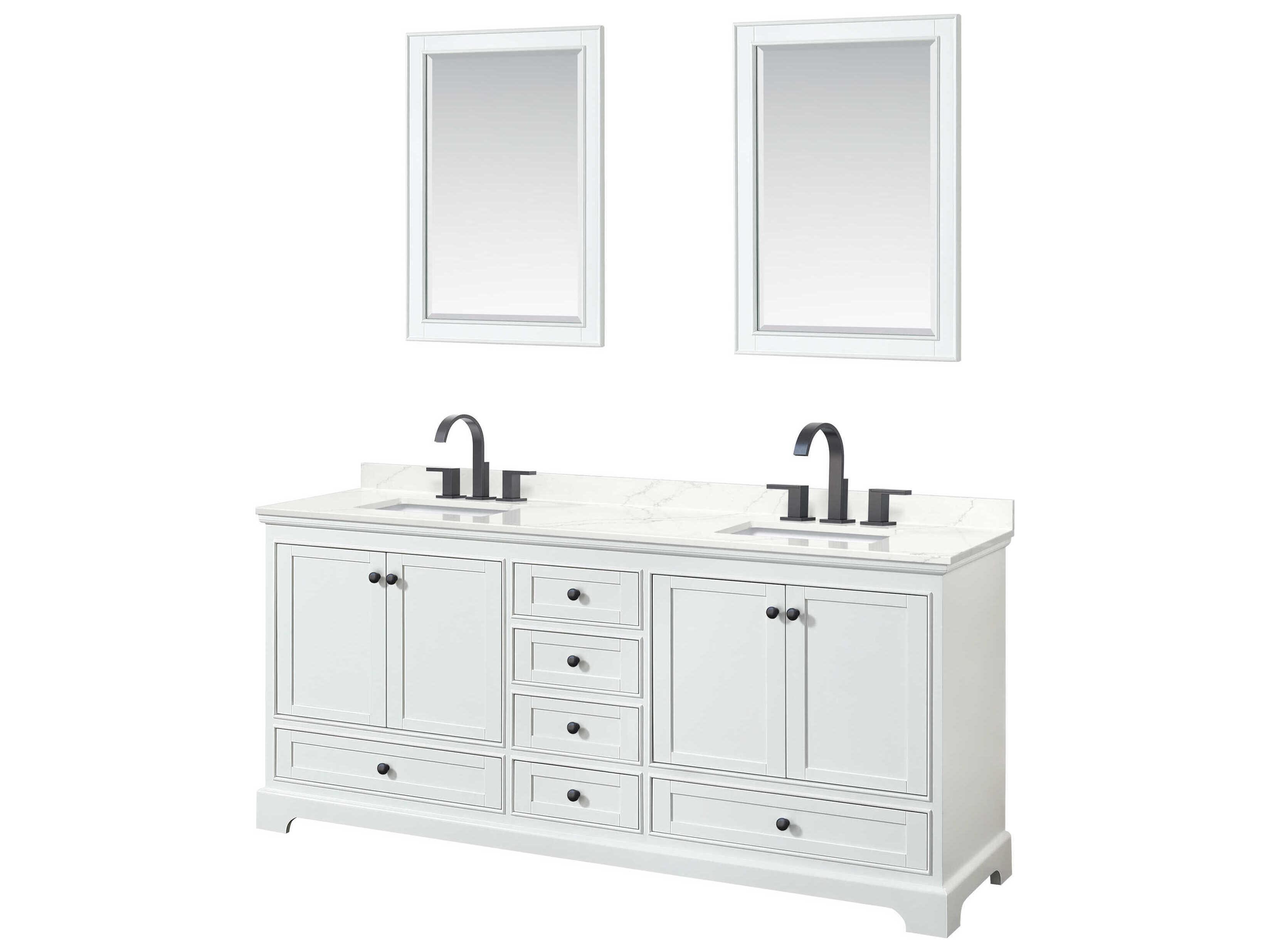 Wyndham Collection Deborah 80" White Vanity with 24" Mirror