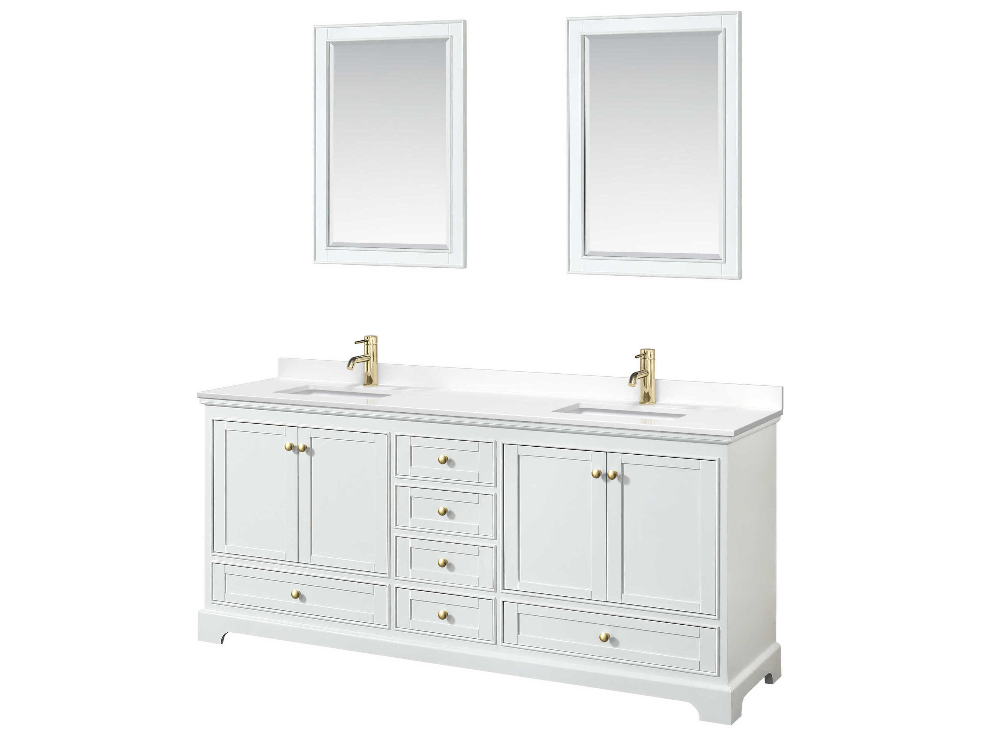 Wyndham Collection Deborah 80" White Vanity with 24" Mirror
