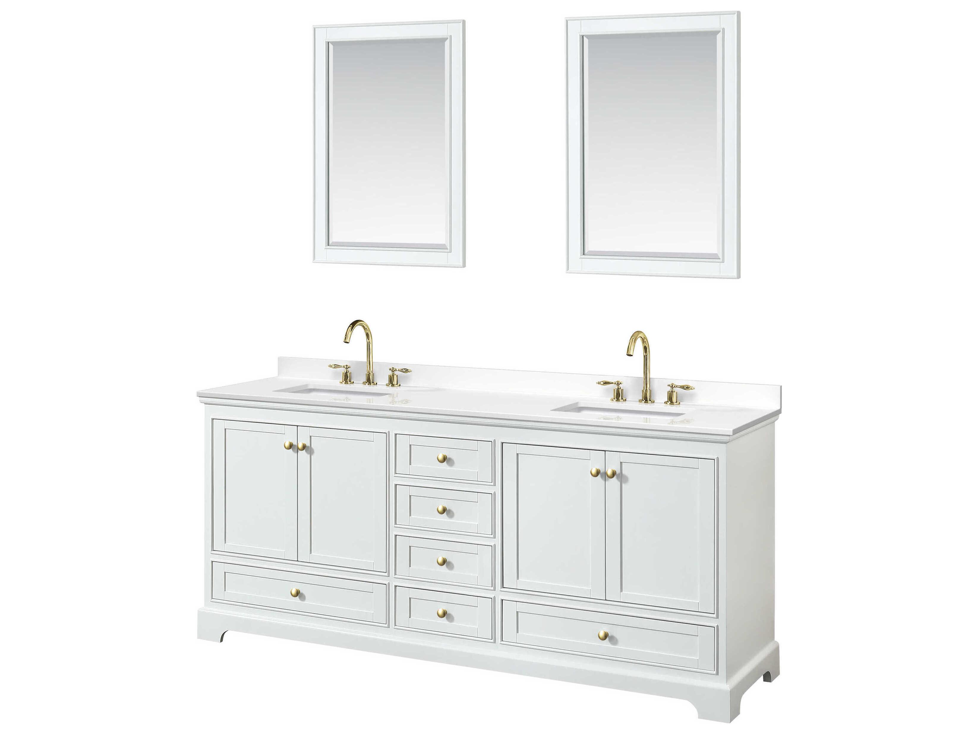 Wyndham Collection Deborah 80" White Vanity with 24" Mirror