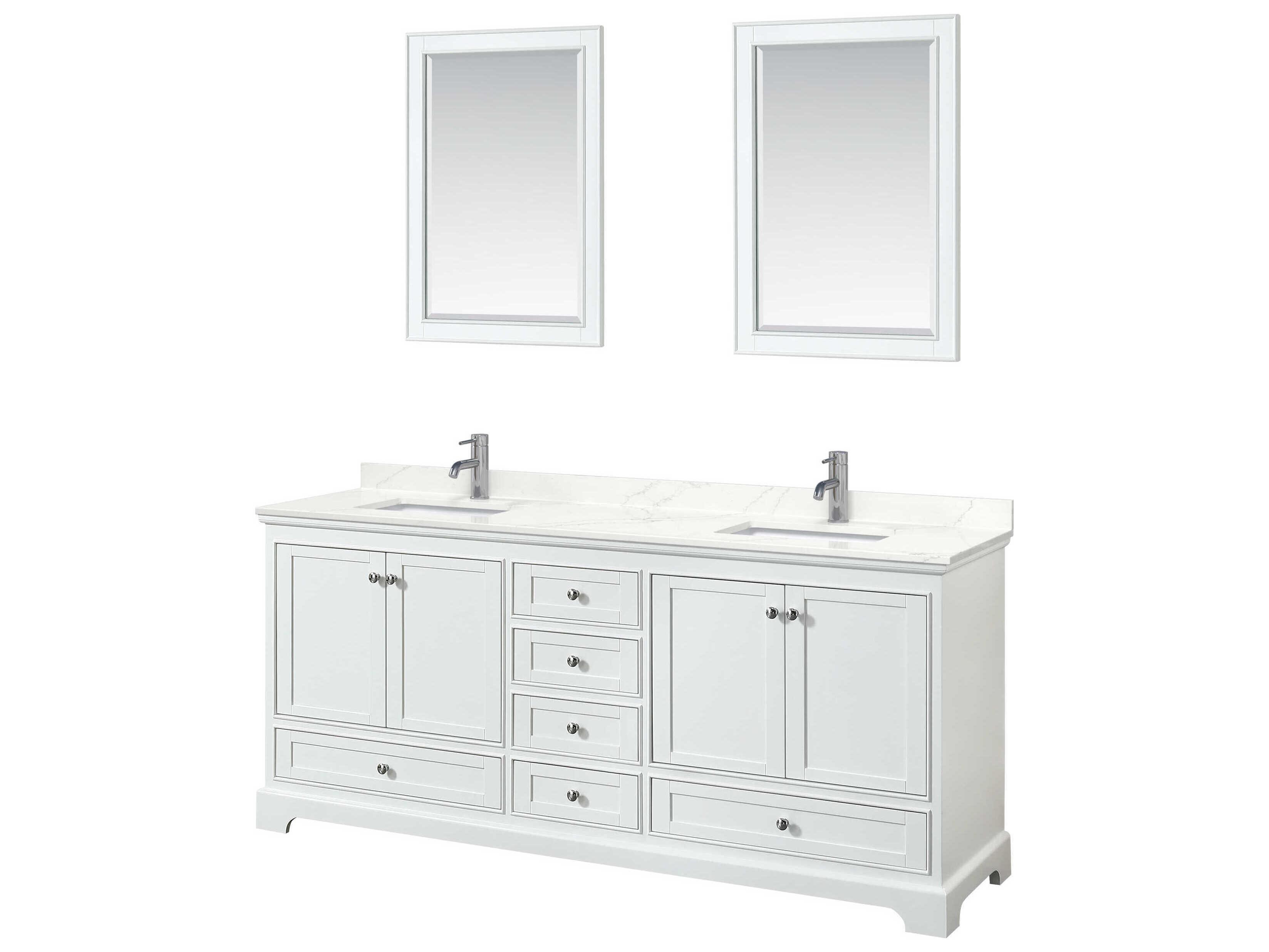 Wyndham Collection Deborah 80" White Vanity with 24" Mirror