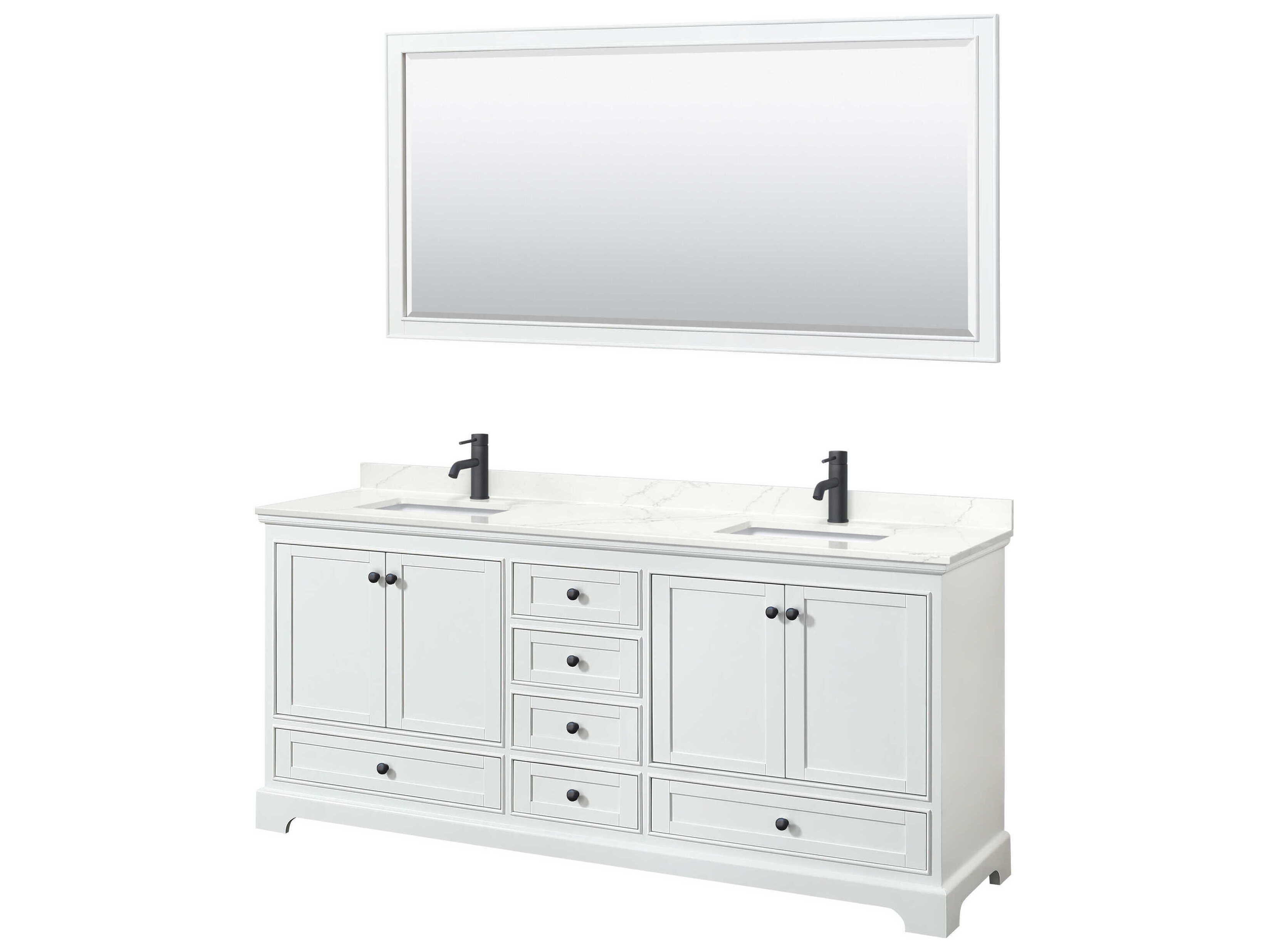 Wyndham Collection Deborah 80" White Vanity with 70" Mirror
