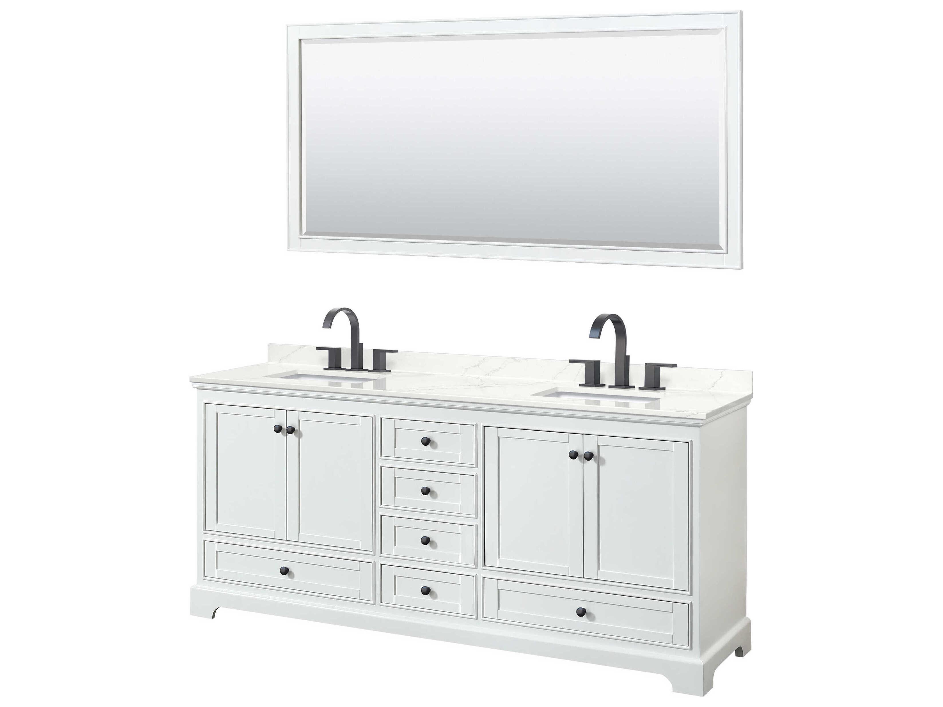 Wyndham Collection Deborah 80" White Vanity with 70" Mirror