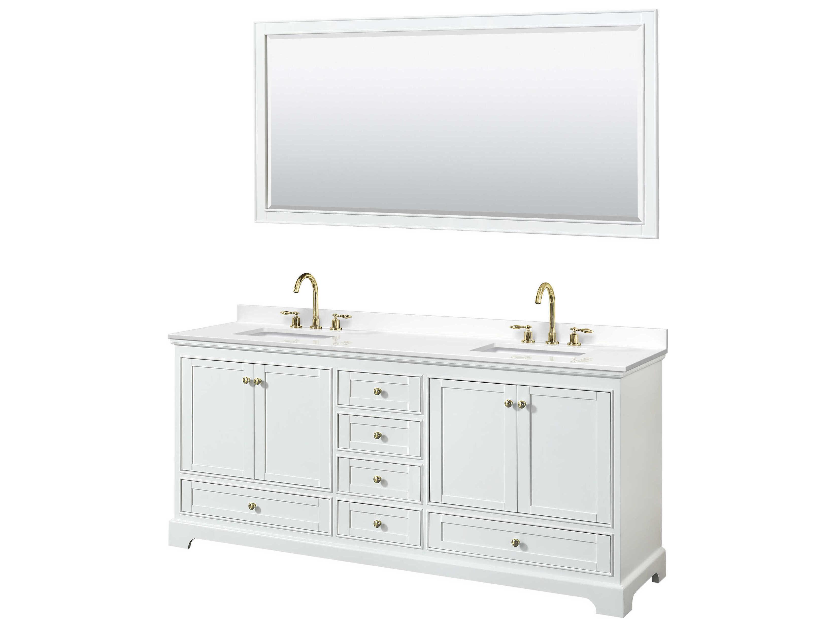Wyndham Collection Deborah 80" White Vanity with 70" Mirror