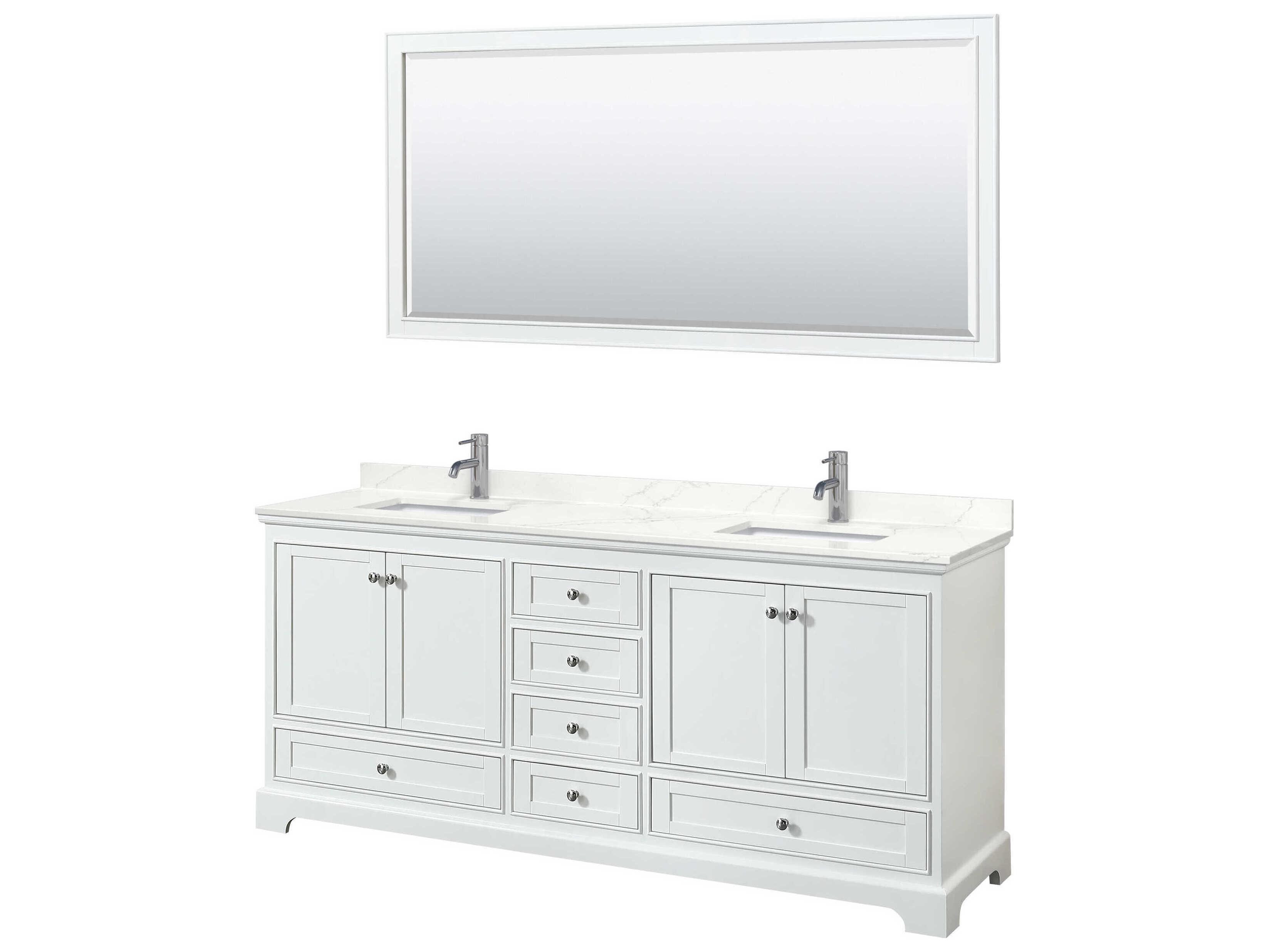 Wyndham Collection Deborah 80" White Vanity with 70" Mirror