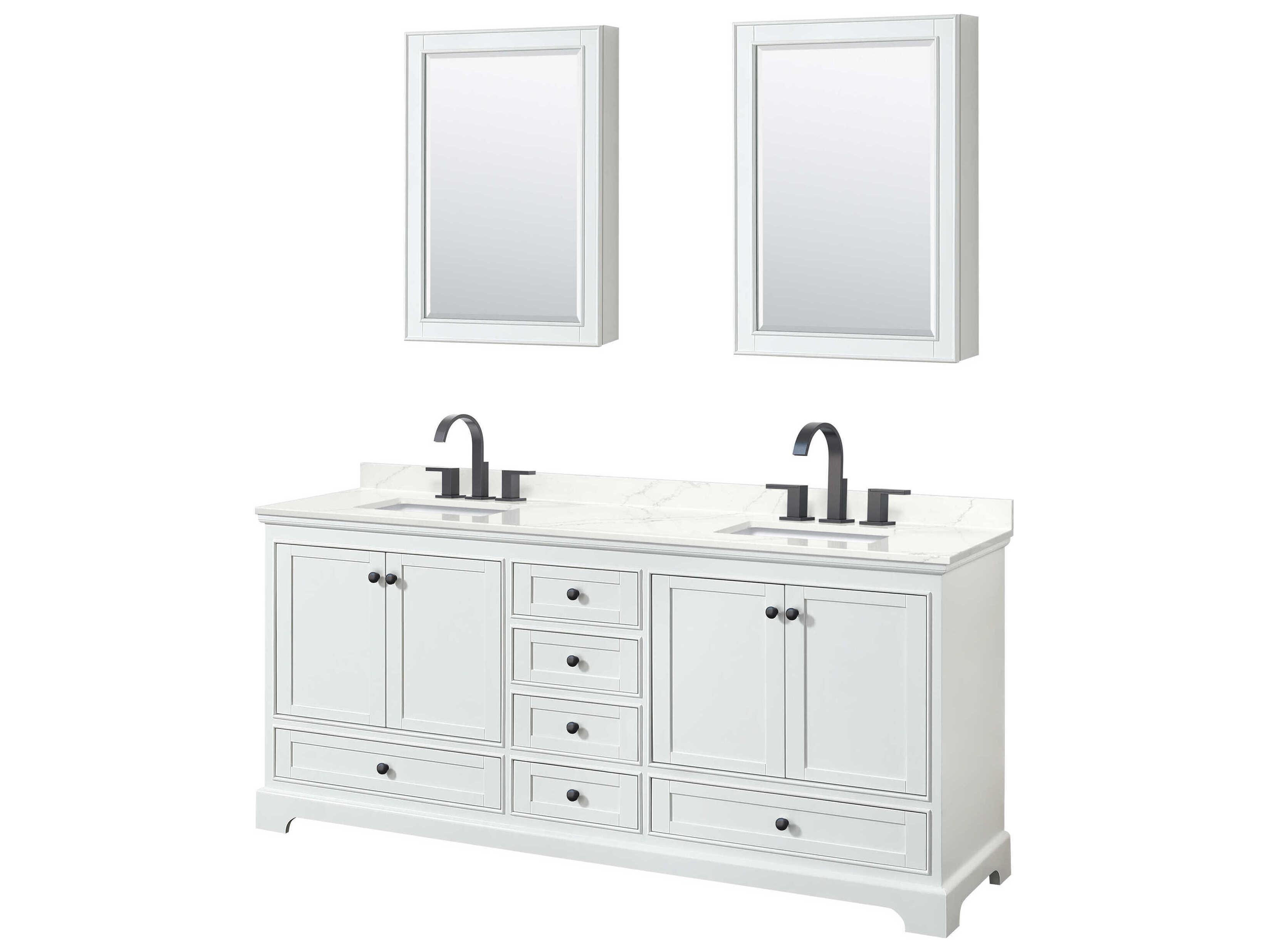 Wyndham Collection Deborah 80" White Vanity with Medicine Cabinet