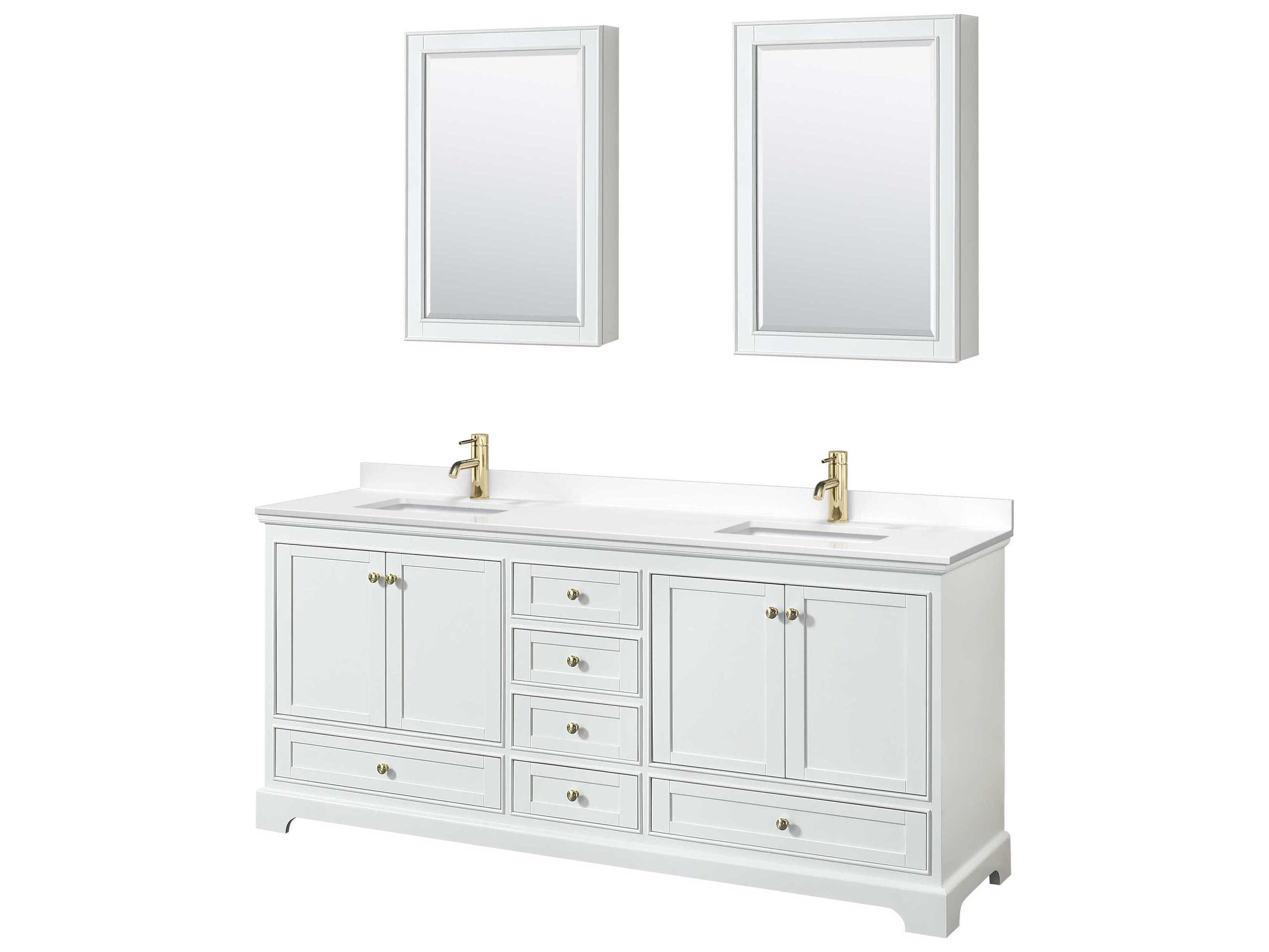 Wyndham Collection Deborah 80" White Vanity with Medicine Cabinet