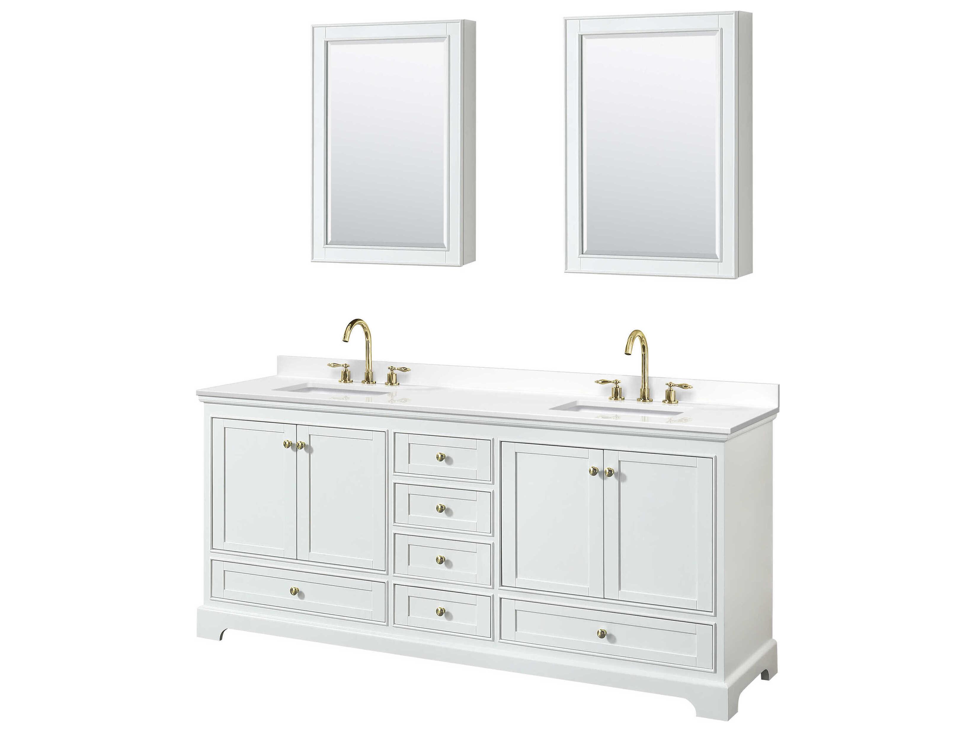Wyndham Collection Deborah 80" White Vanity with Medicine Cabinet