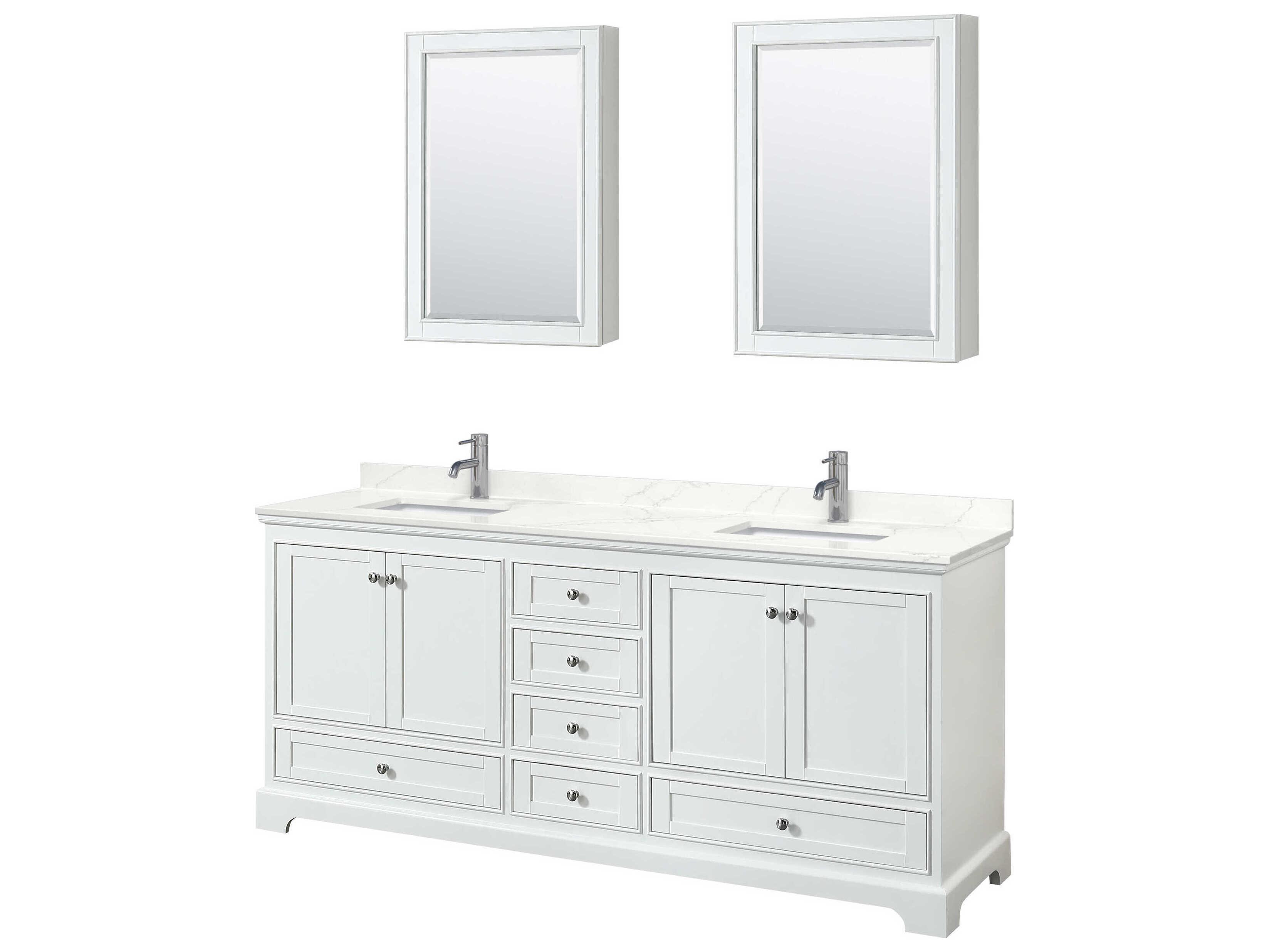 Wyndham Collection Deborah 80" White Vanity with Medicine Cabinet