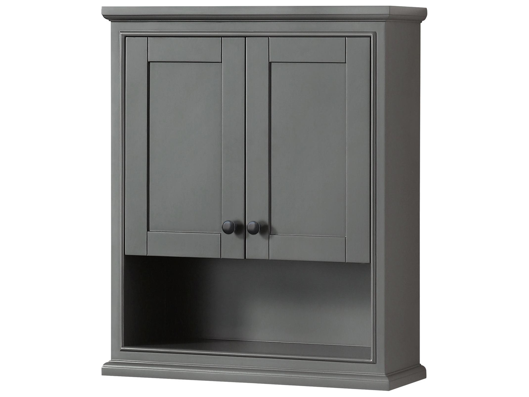 Wyndham Collection Deborah Dark Gray Over-the-Toilet Bathroom Wall-Mounted Storage Cabinet