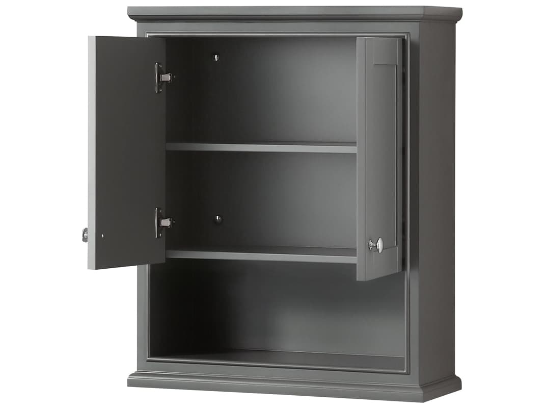 Wyndham Collection Deborah Dark Gray Over-the-Toilet Bathroom Wall-Mounted Storage Cabinet
