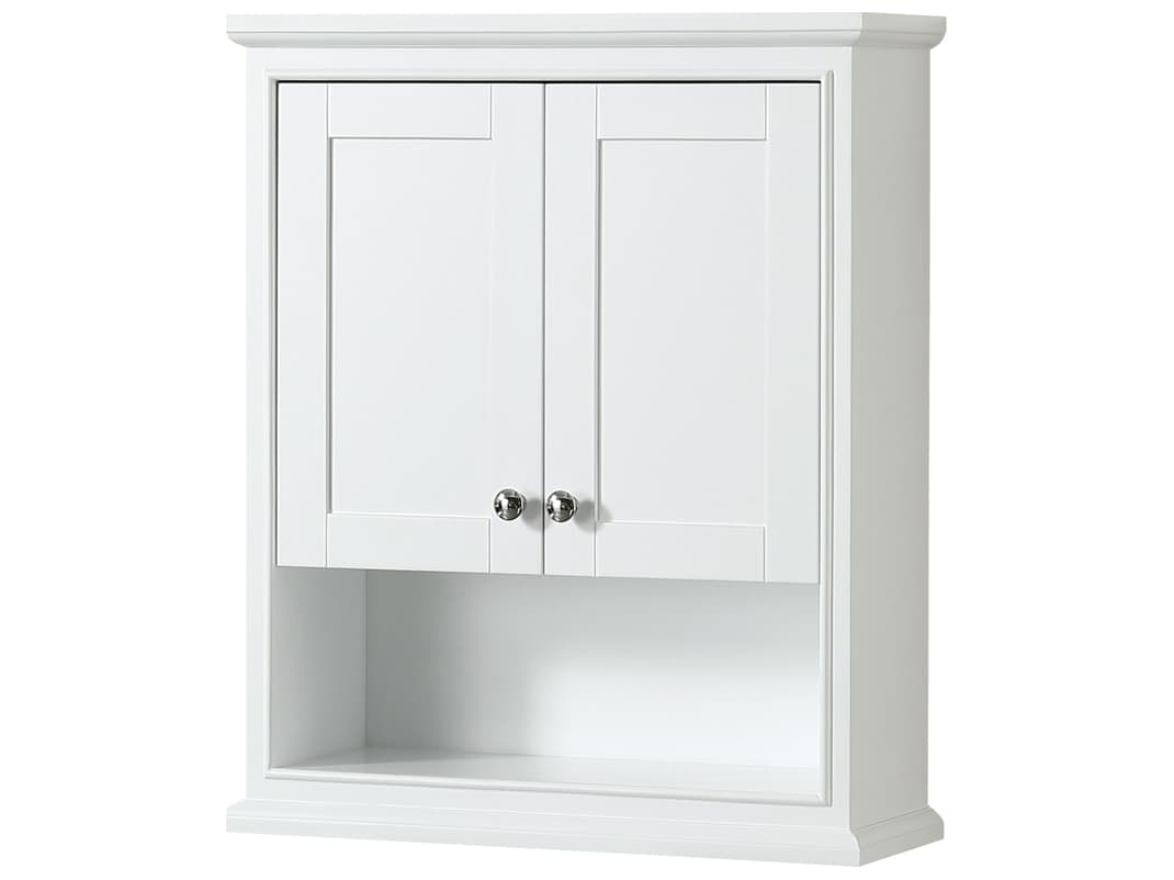 Wyndham Collection Deborah White Over-the-Toilet Bathroom Wall-Mounted Storage Cabinet