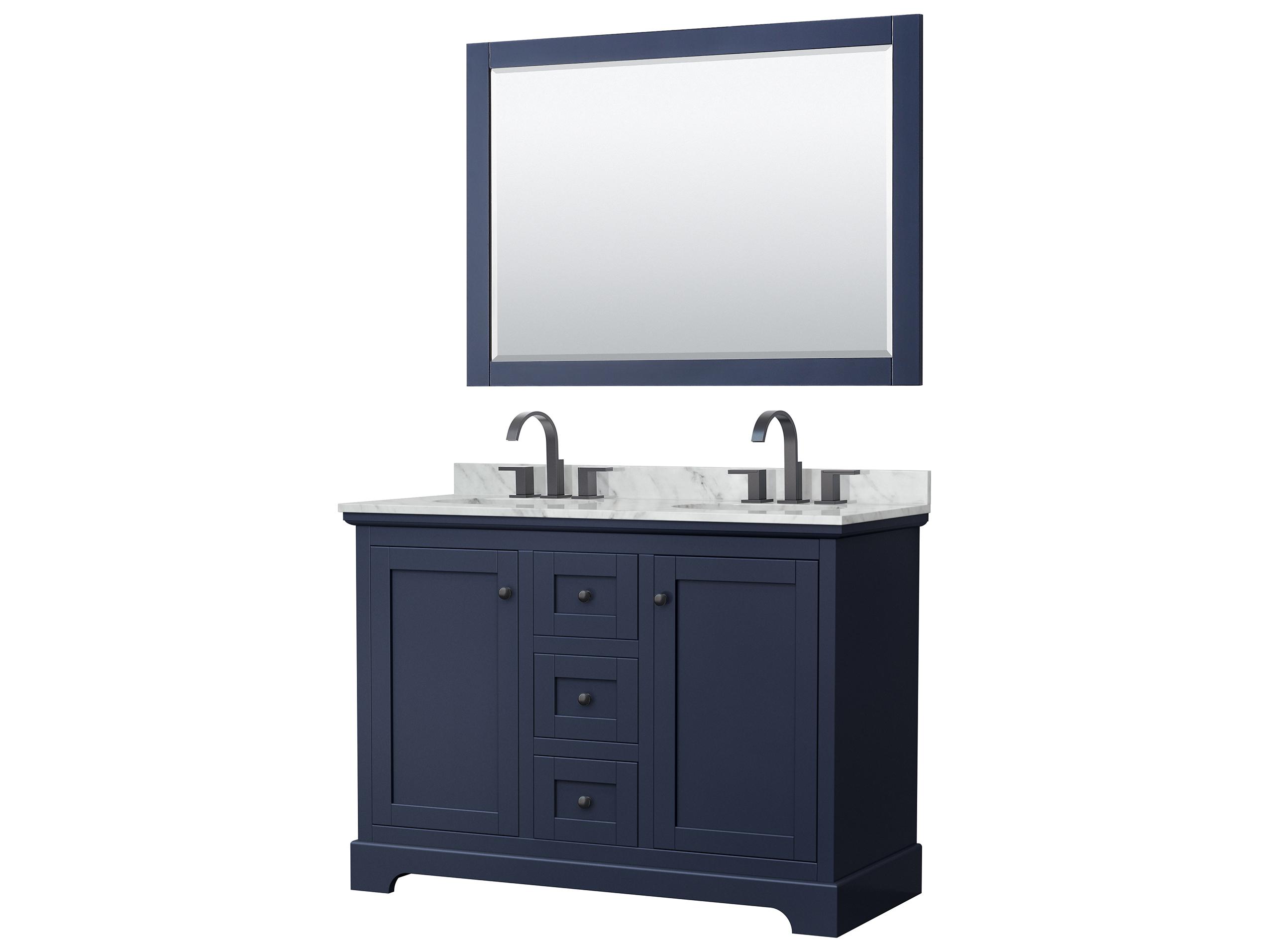 Wyndham Collection Avery 48" Dark Blue Vanity with 46" Mirror