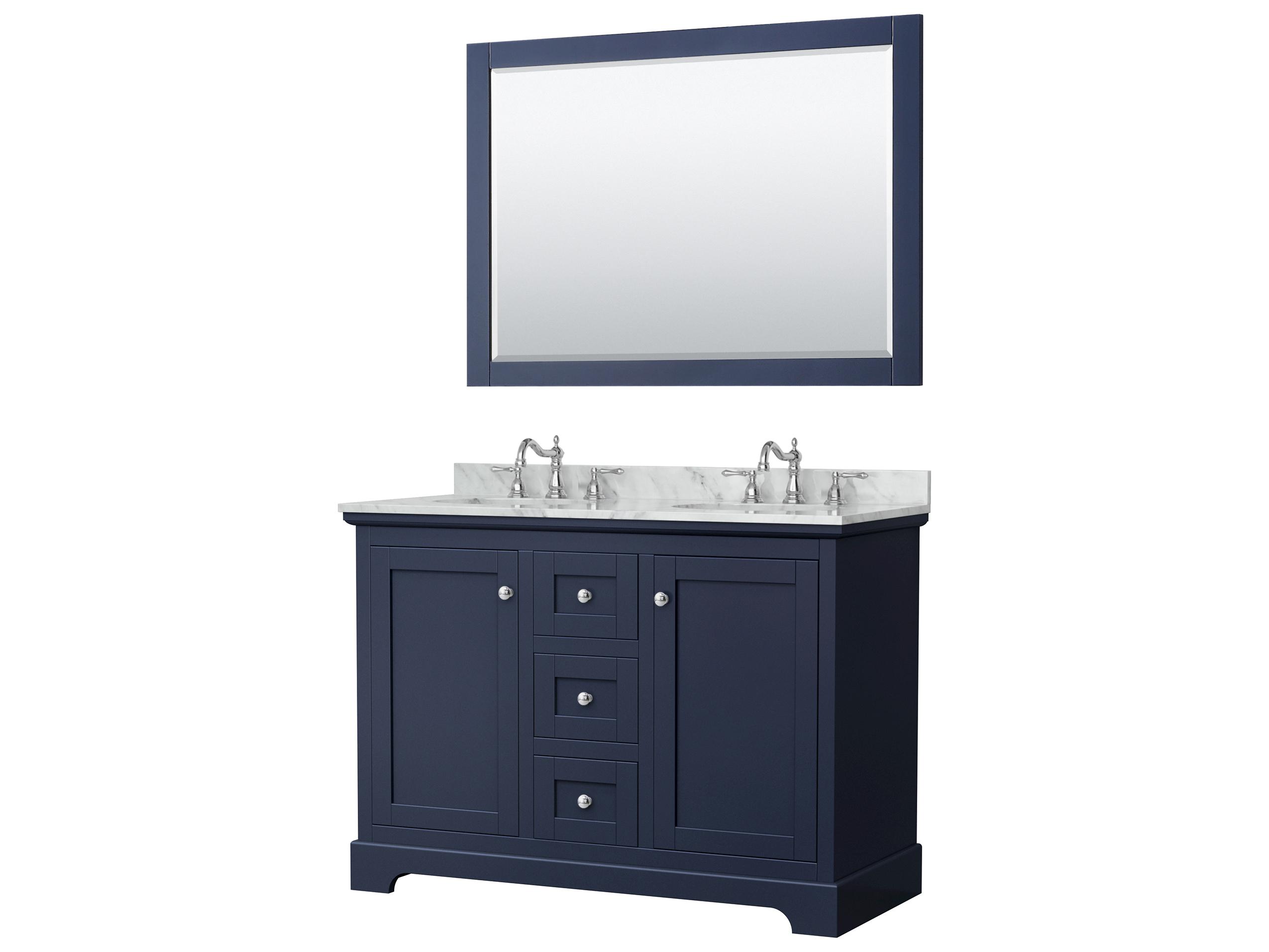 Wyndham Collection Avery 48" Dark Blue Vanity with 46" Mirror