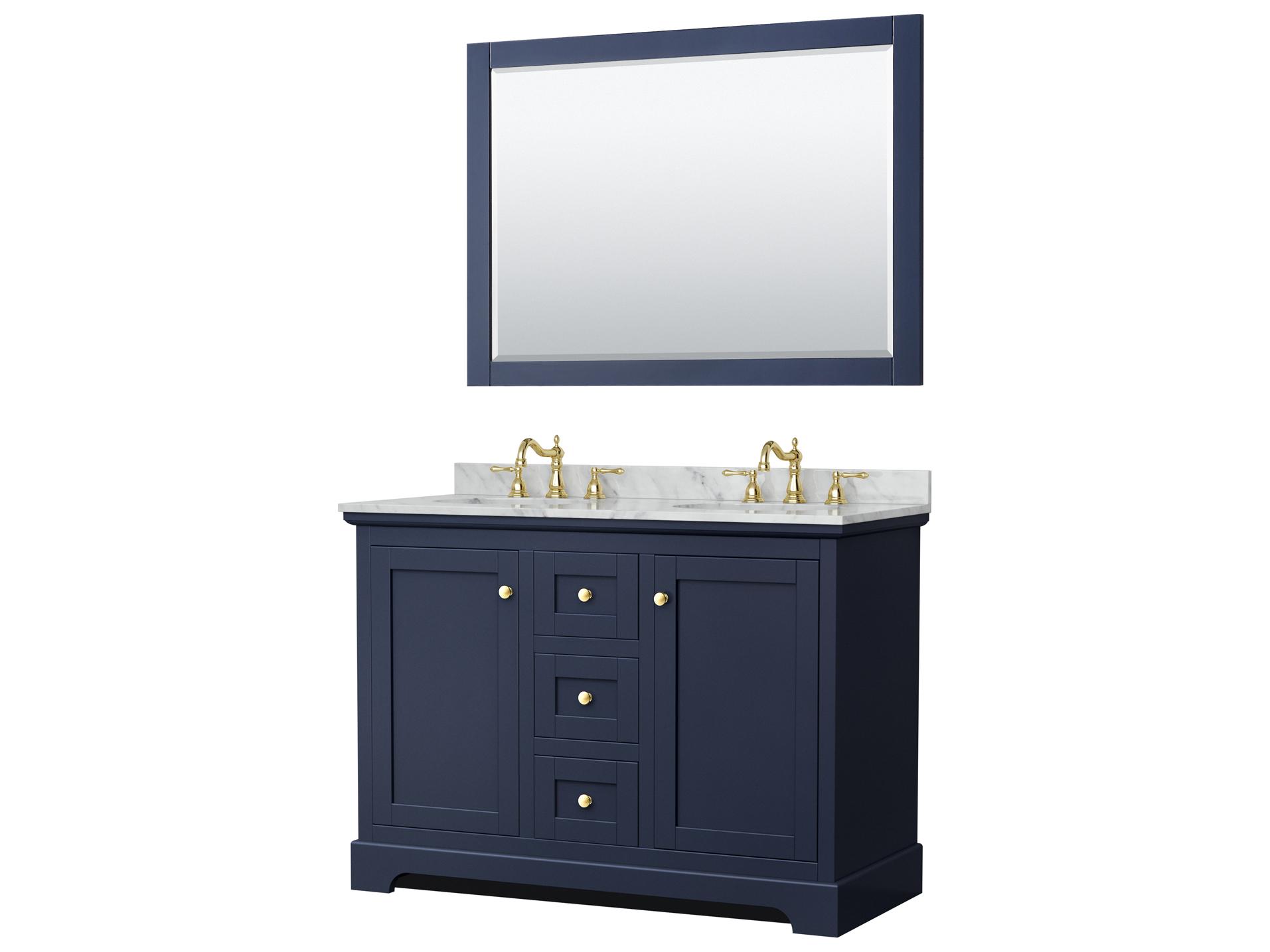 Wyndham Collection Avery 48" Dark Blue Vanity with 46" Mirror
