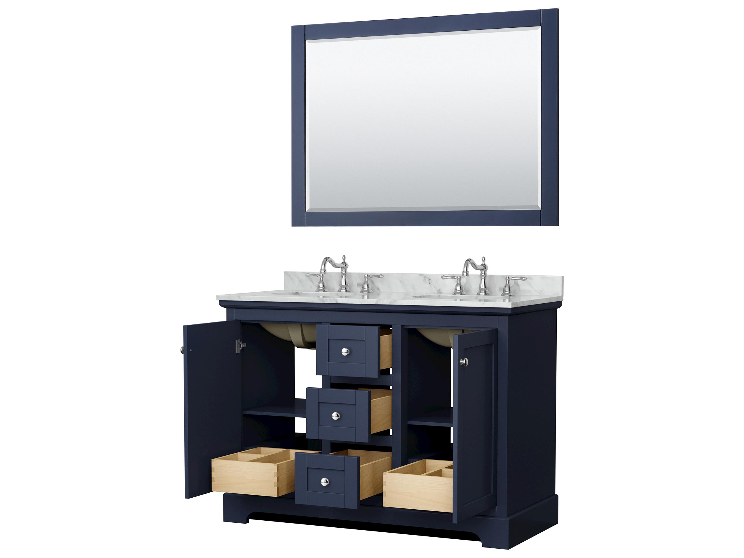 Wyndham Collection Avery 48" Dark Blue Vanity with 46" Mirror