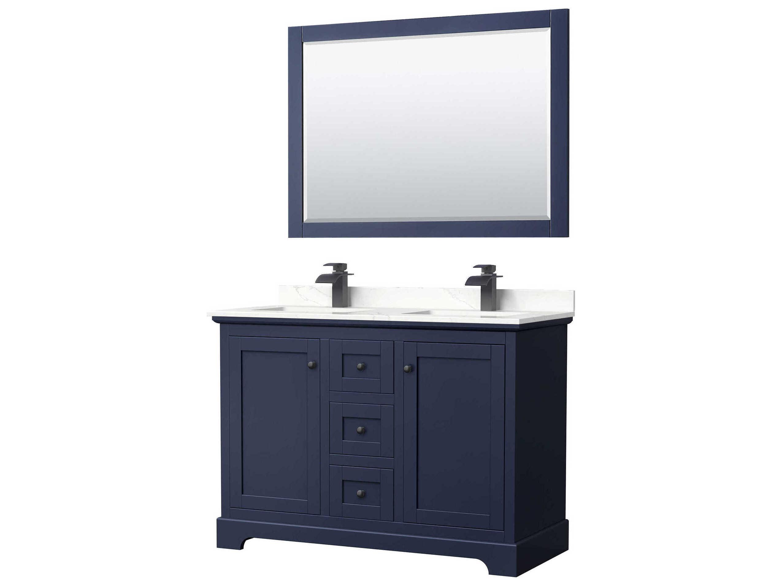 Wyndham Collection Avery 48" Dark Blue Vanity with 46" Mirror