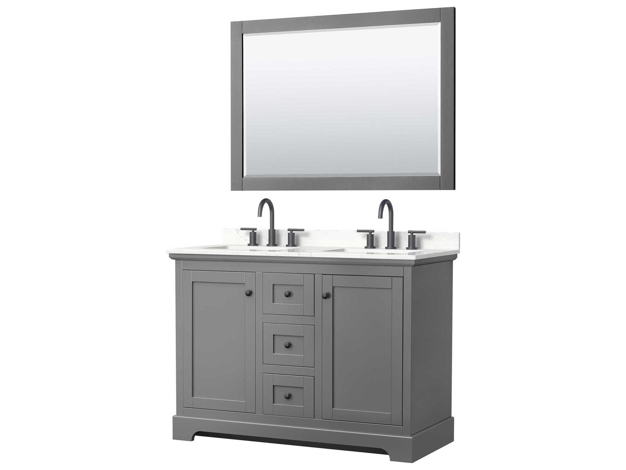 Wyndham Collection Avery 48" Dark Gray Vanity with 46" Mirror