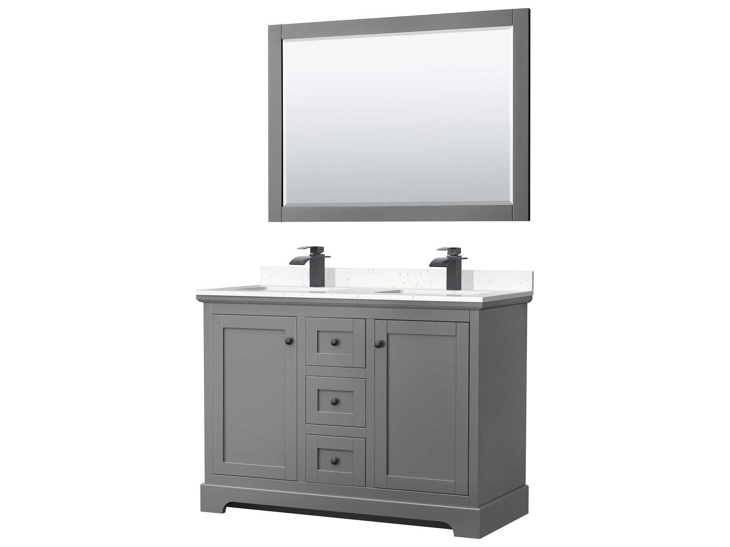 Wyndham Collection Avery 48" Dark Gray Vanity with 46" Mirror
