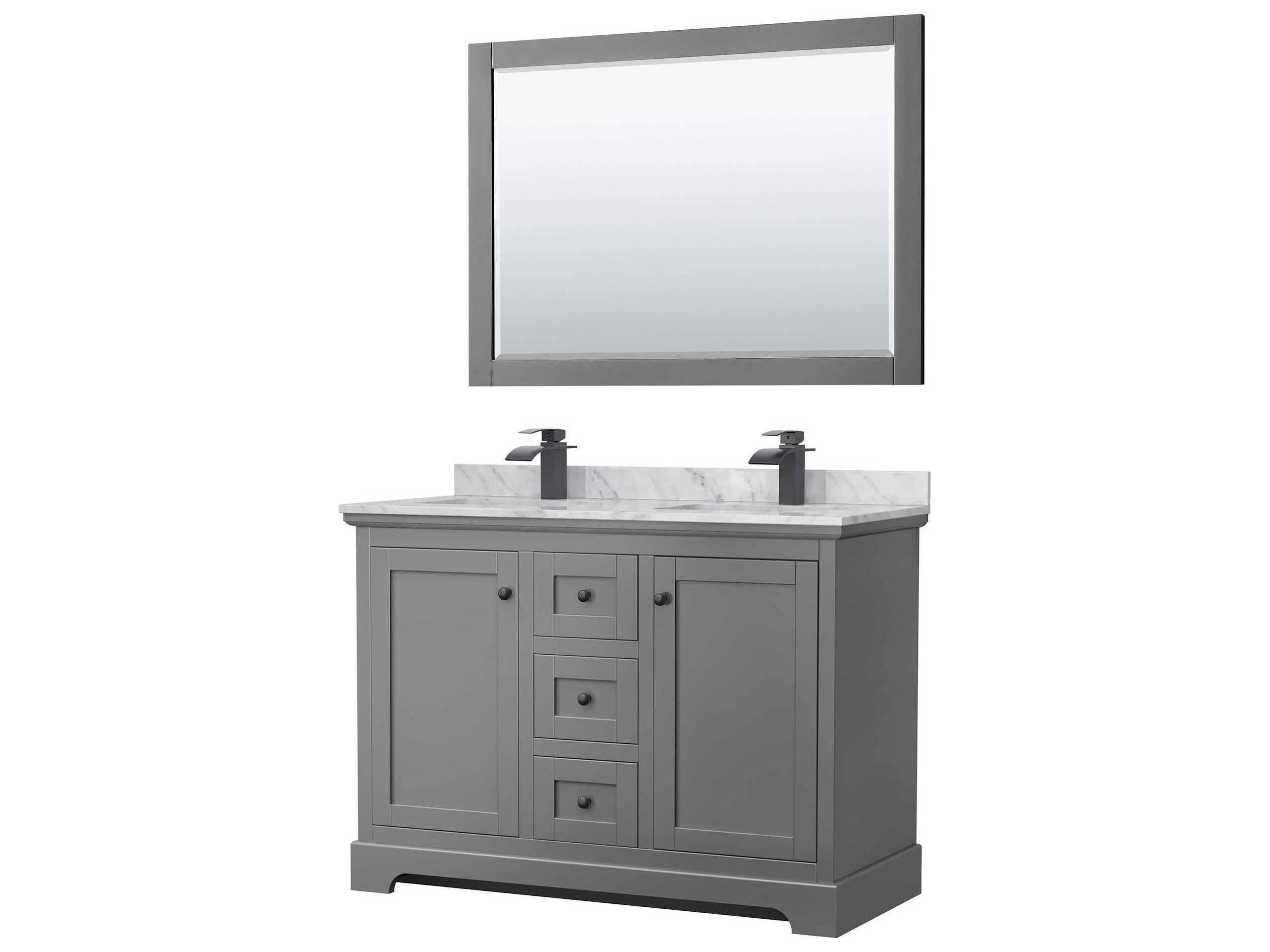 Wyndham Collection Avery 48" Dark Gray Vanity with 46" Mirror