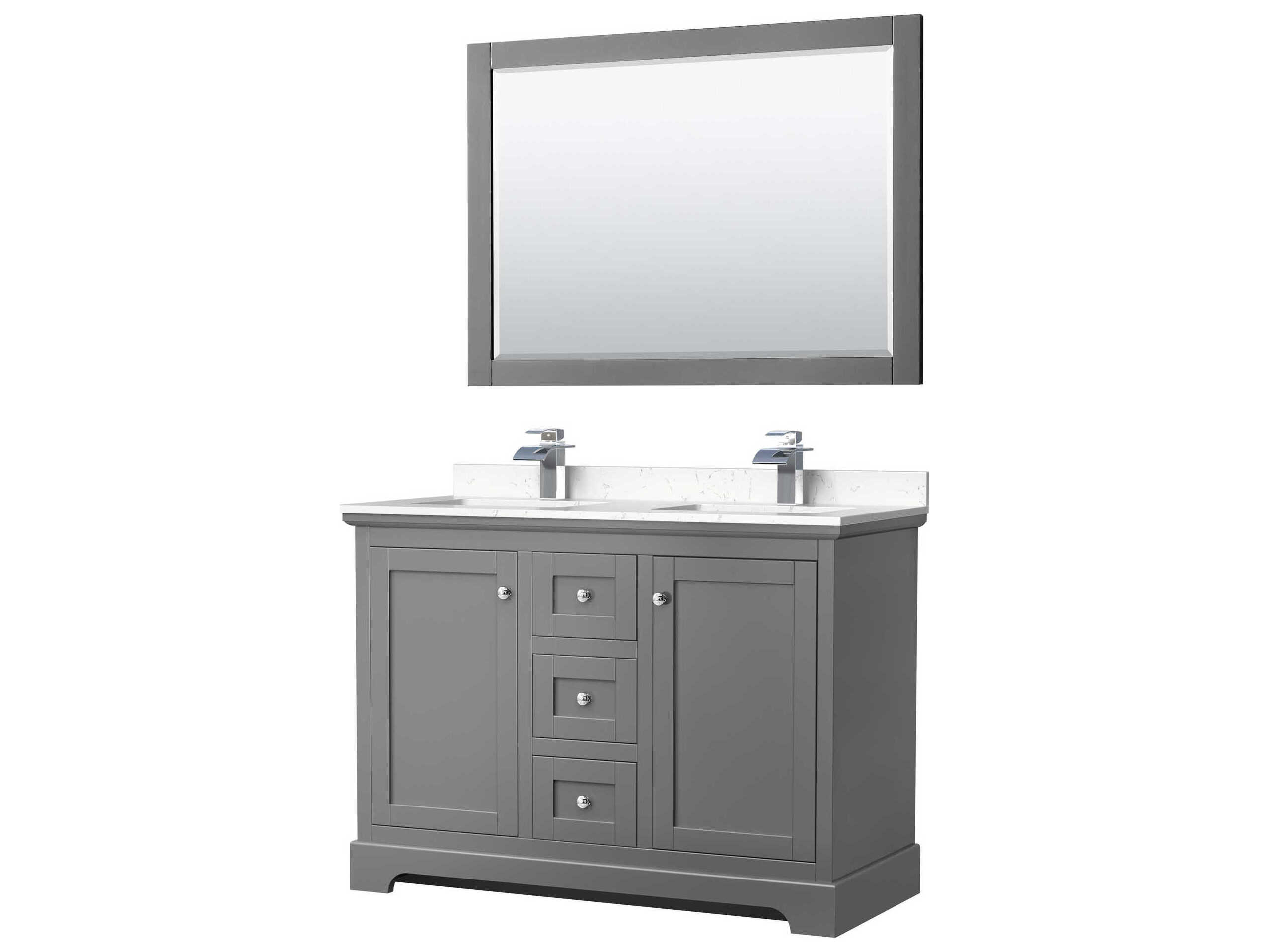 Wyndham Collection Avery 48" Dark Gray Vanity with 46" Mirror
