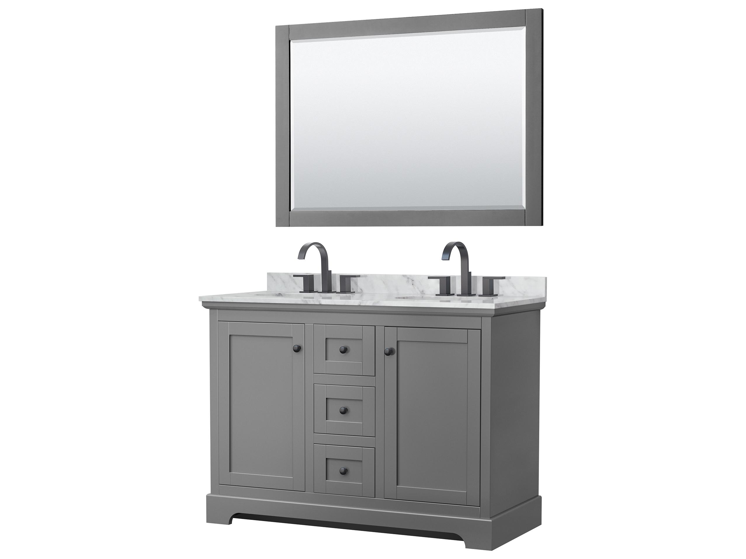 Wyndham Collection Avery 48" Dark Gray Vanity with 46" Mirror