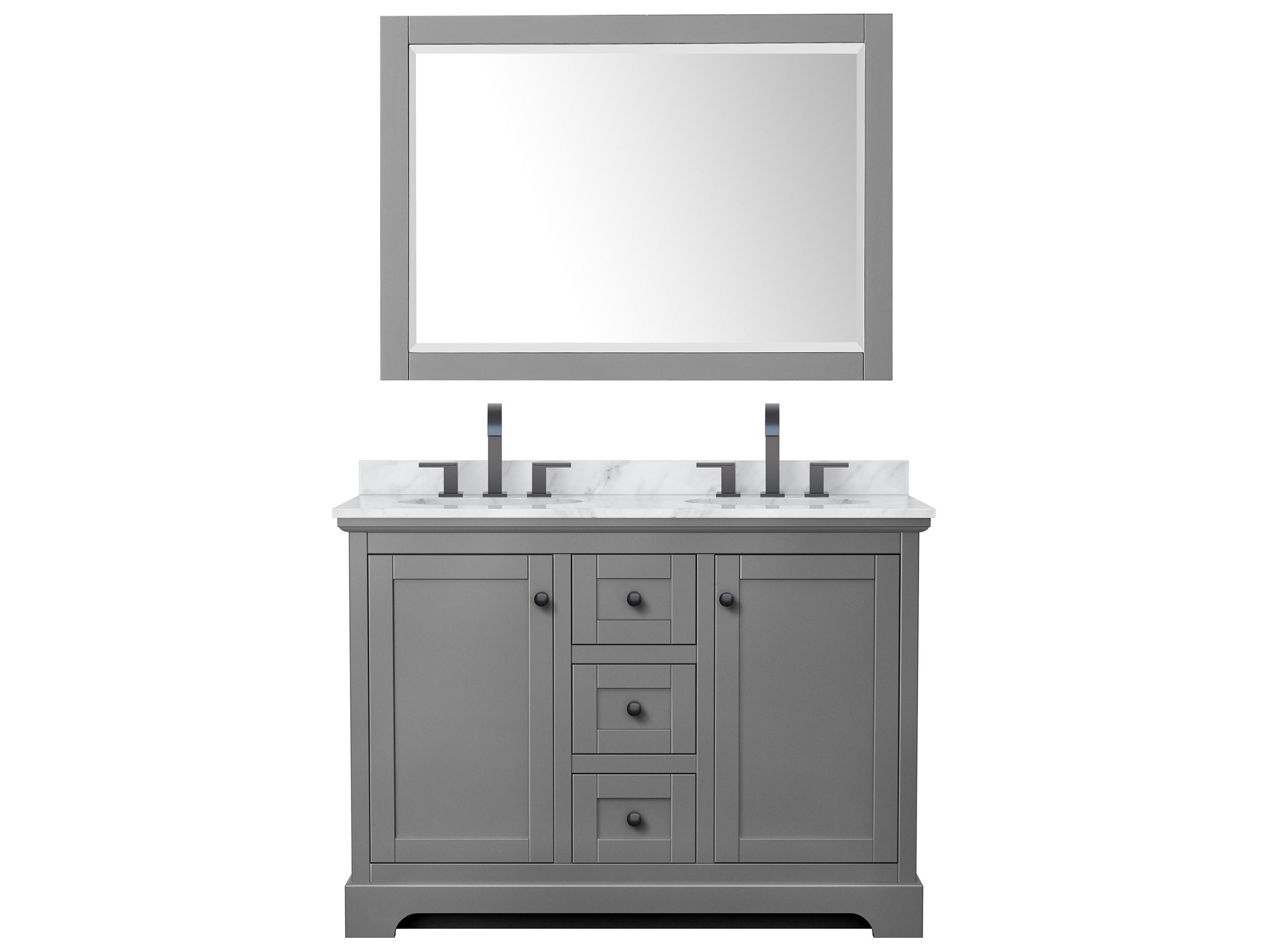 Wyndham Collection Avery 48" Dark Gray Vanity with 46" Mirror