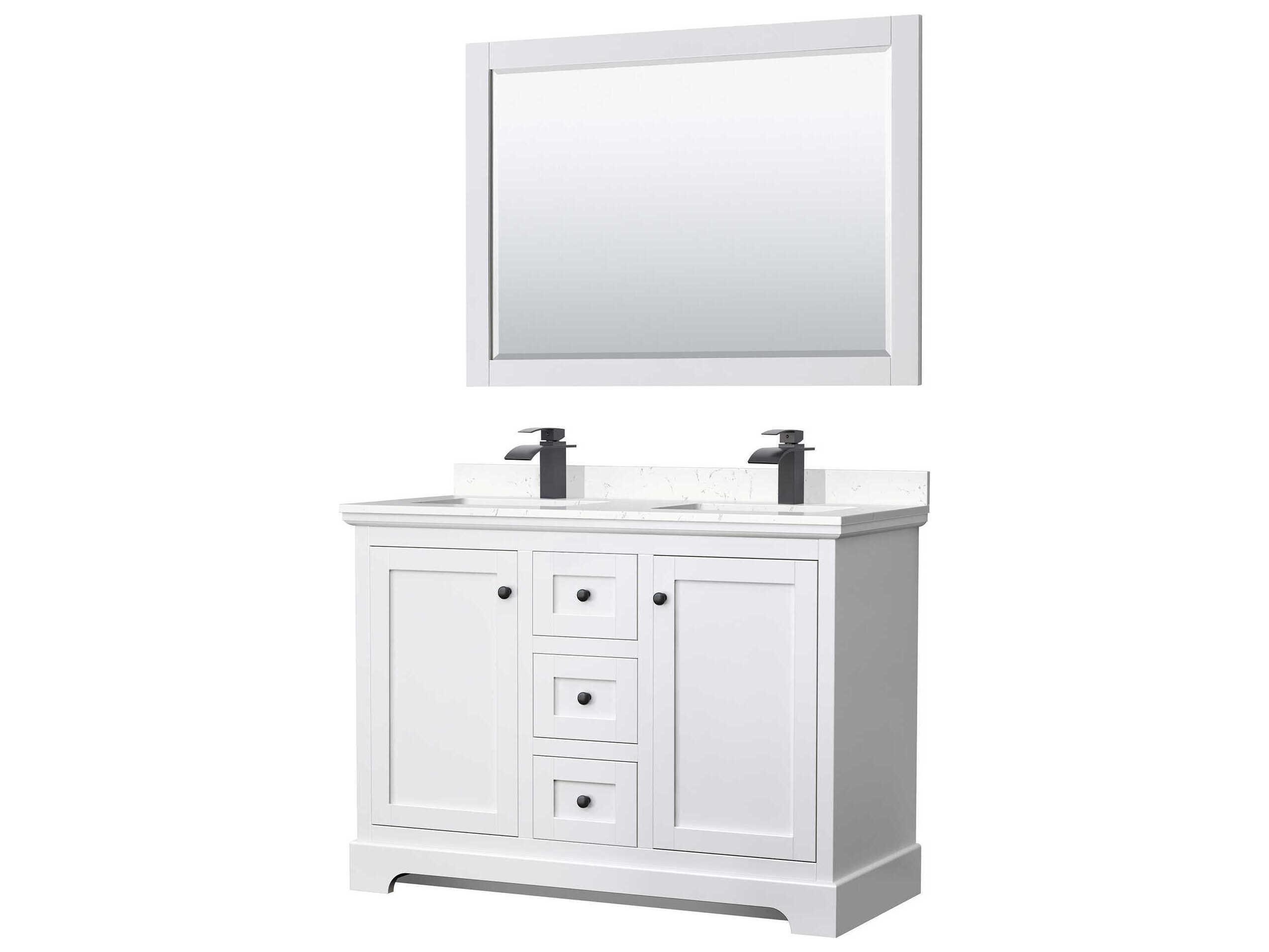 Wyndham Collection Avery 48" White Vanity with 46" Mirror