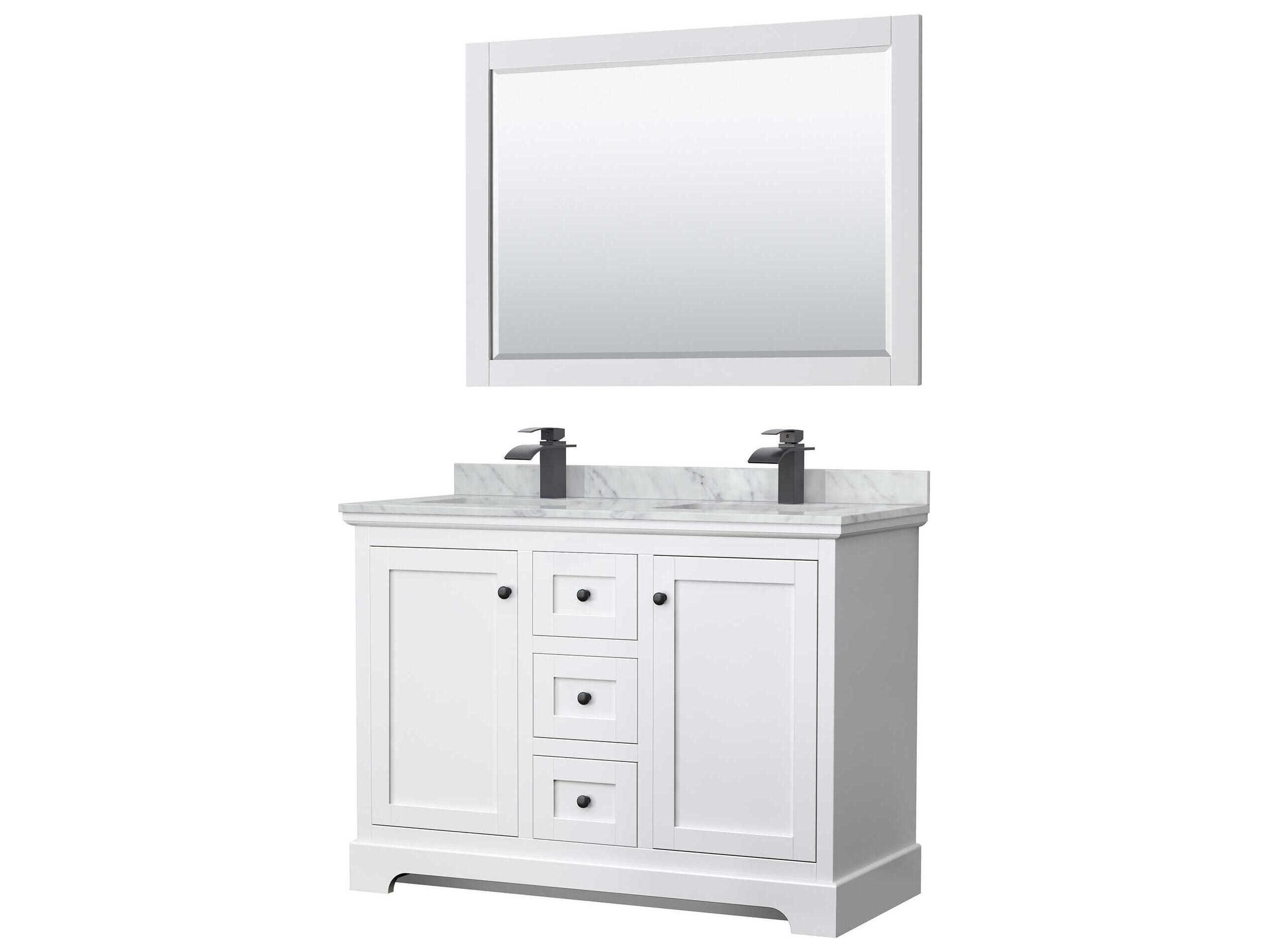 Wyndham Collection Avery 48" White Vanity with 46" Mirror