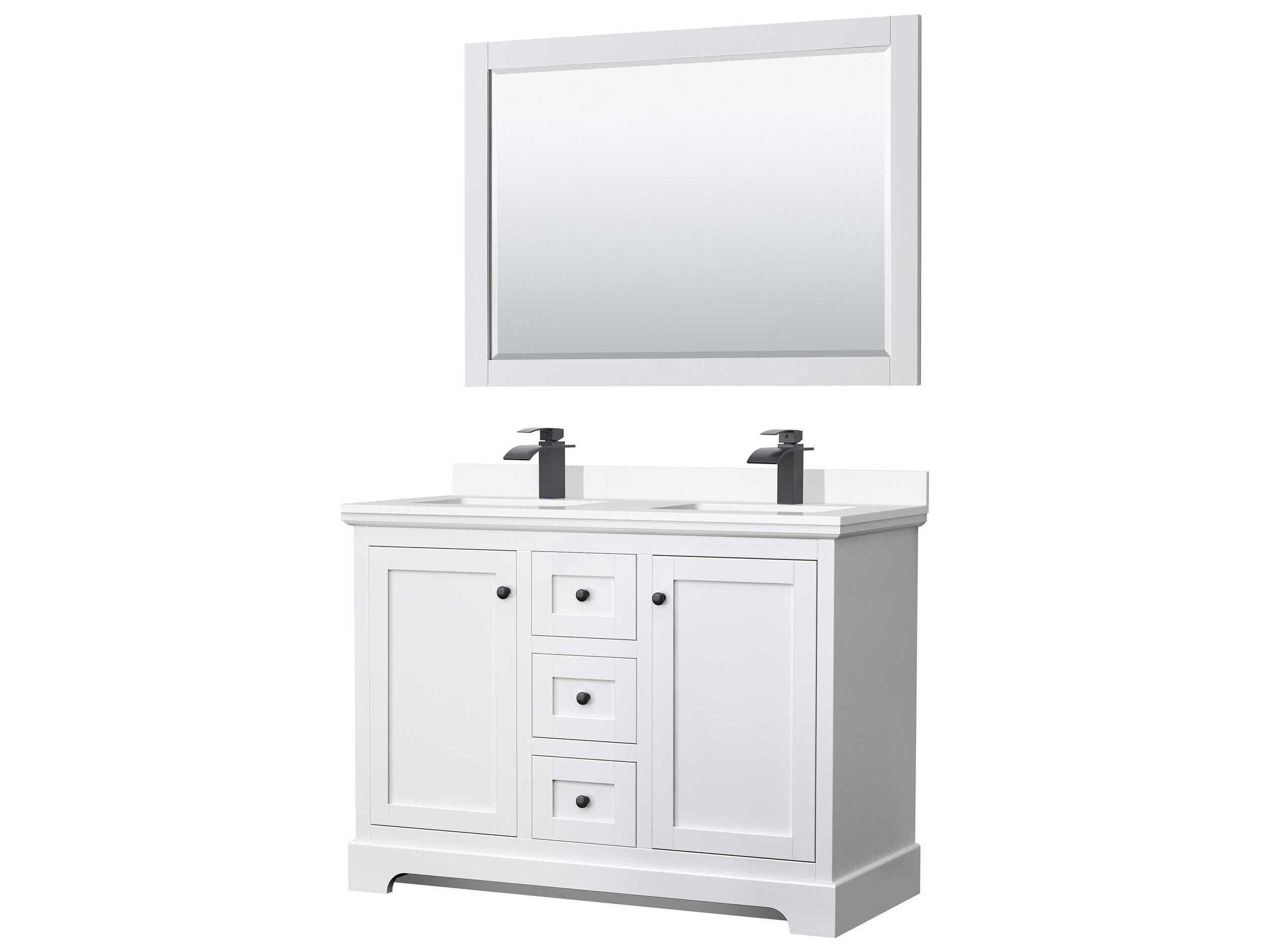 Wyndham Collection Avery 48" White Vanity with 46" Mirror