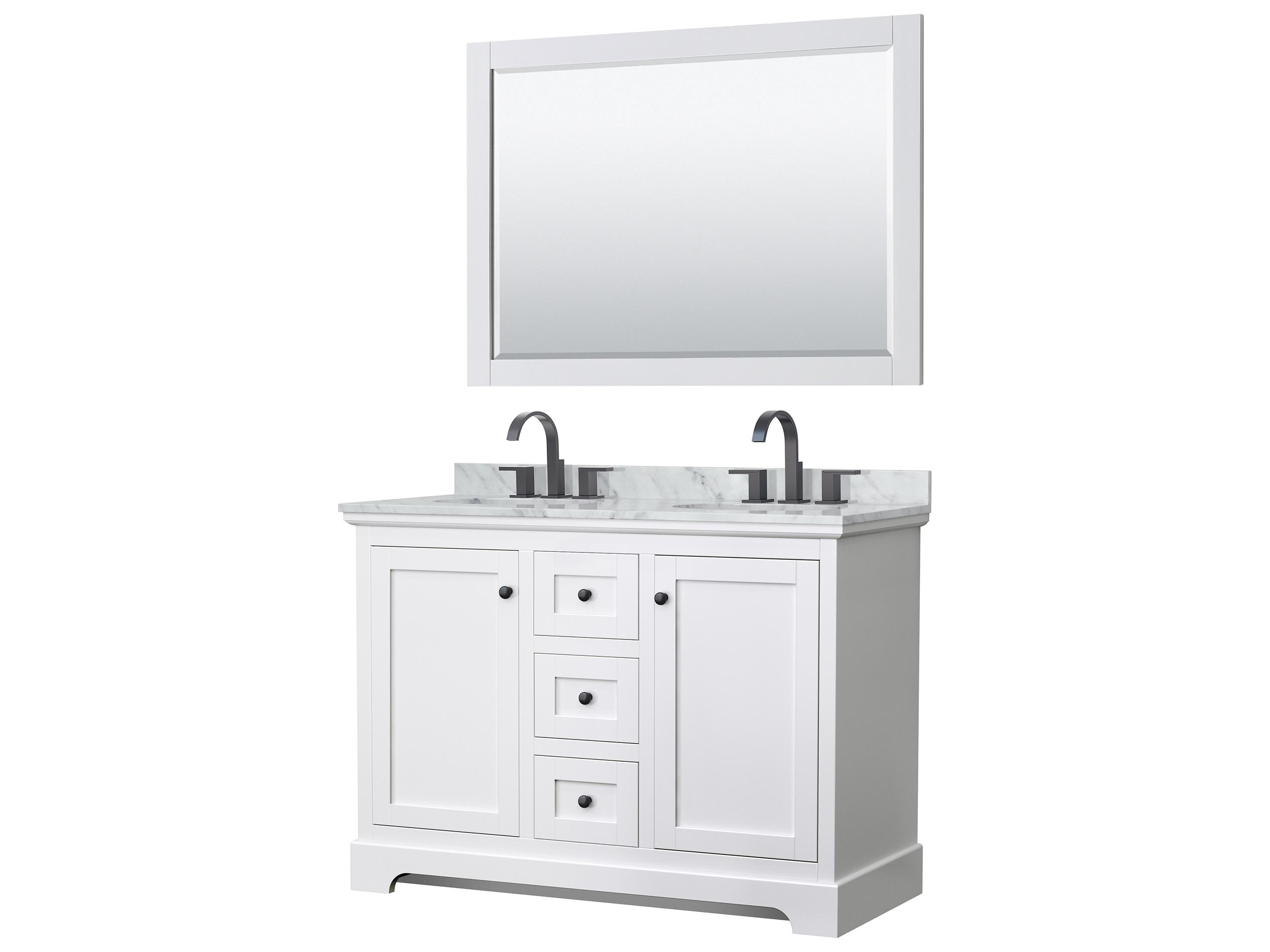 Wyndham Collection Avery 48" White Vanity with 46" Mirror