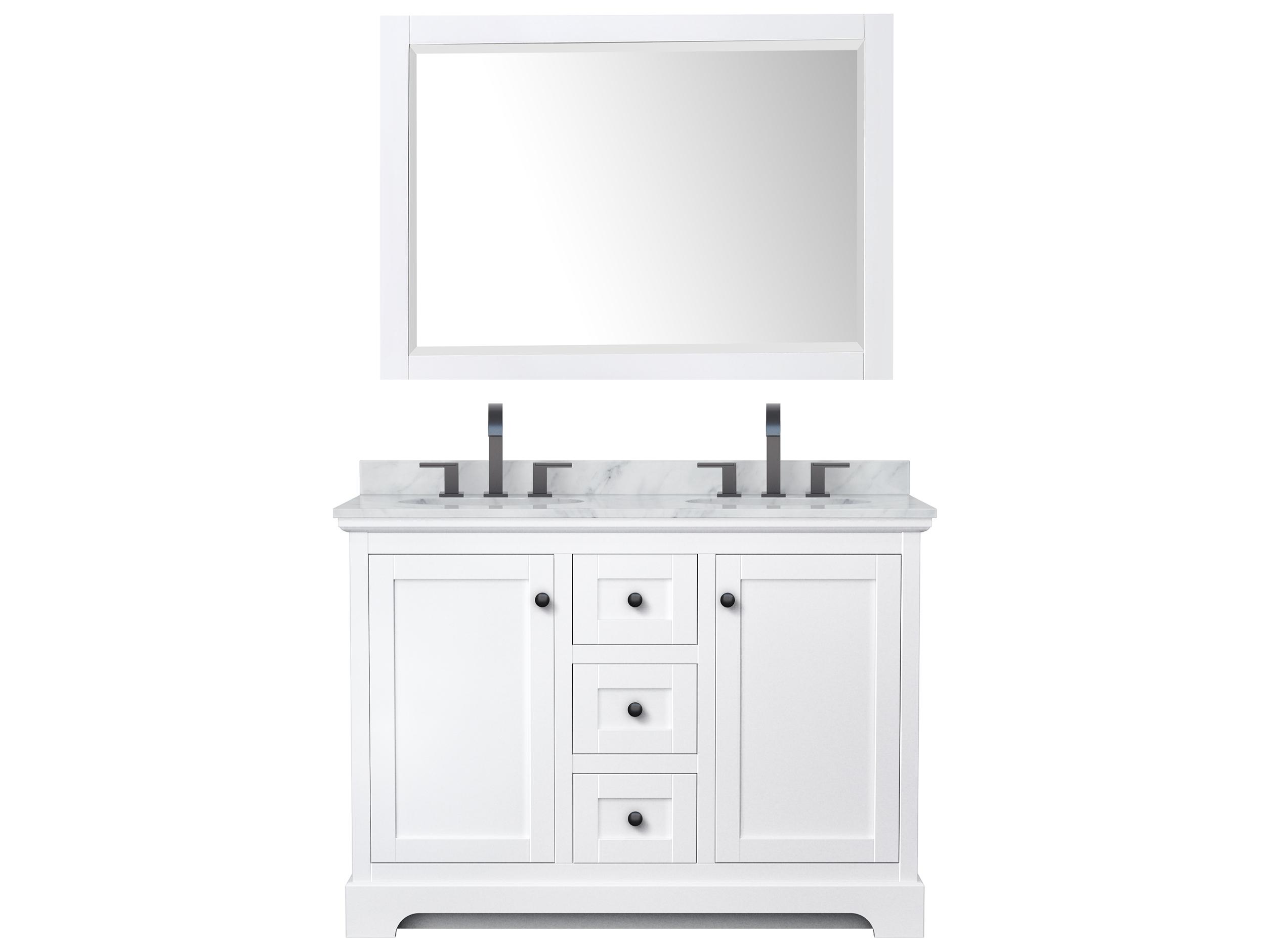 Wyndham Collection Avery 48" White Vanity with 46" Mirror