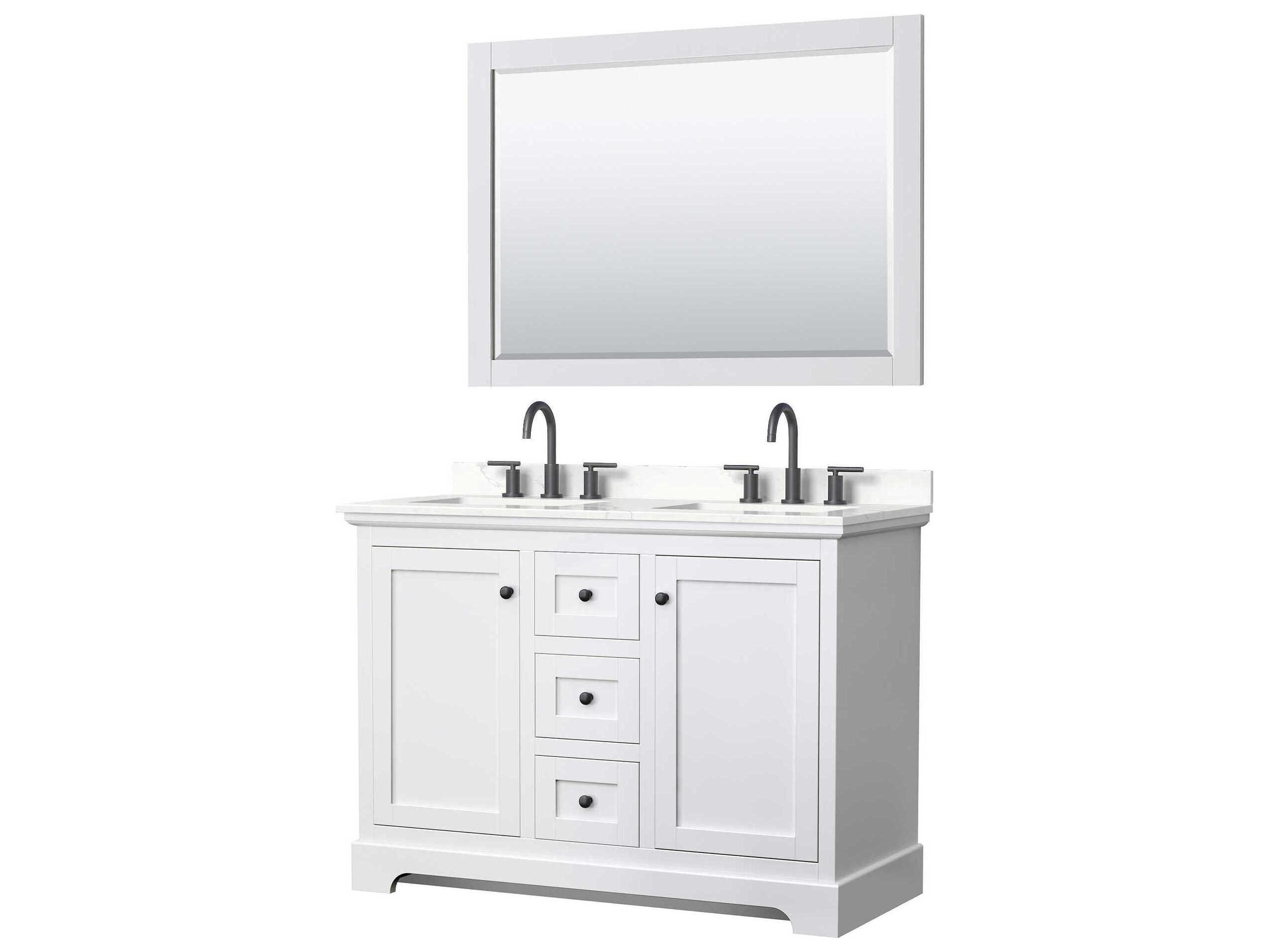 Wyndham Collection Avery 48" White Vanity with 46" Mirror