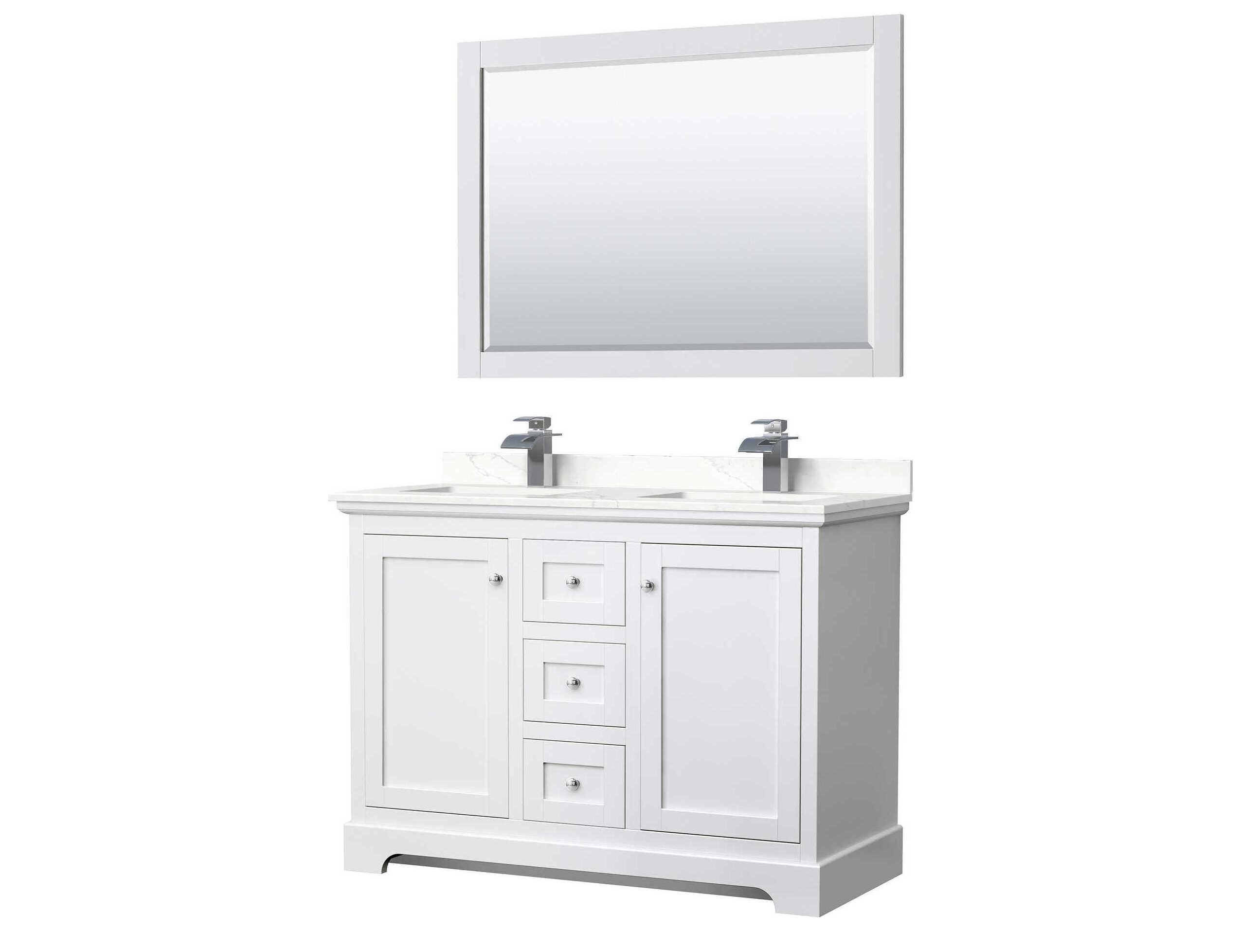 Wyndham Collection Avery 48" White Vanity with 46" Mirror
