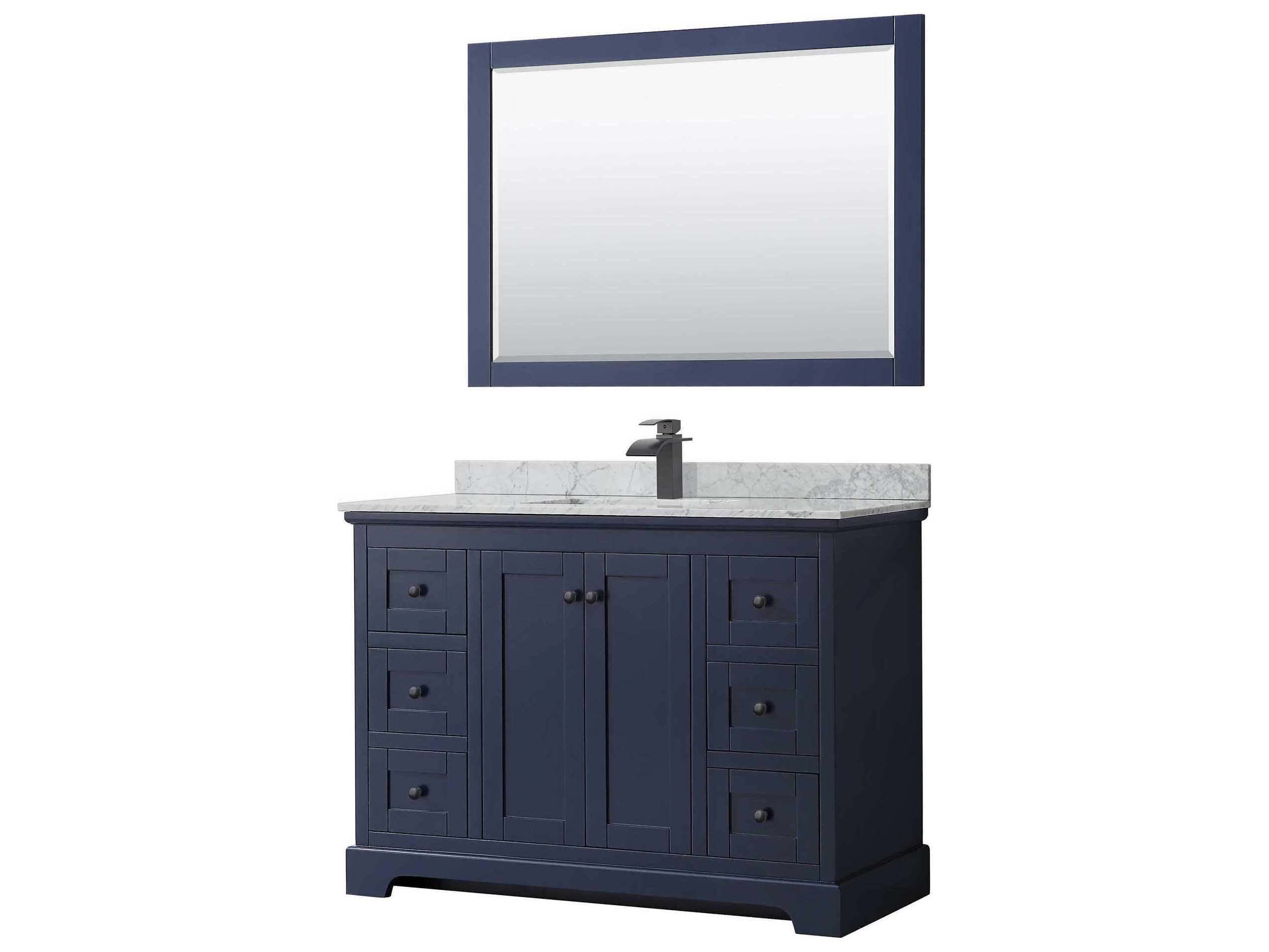 Wyndham Collection Avery 48" Dark Blue Vanity with 46" Mirror