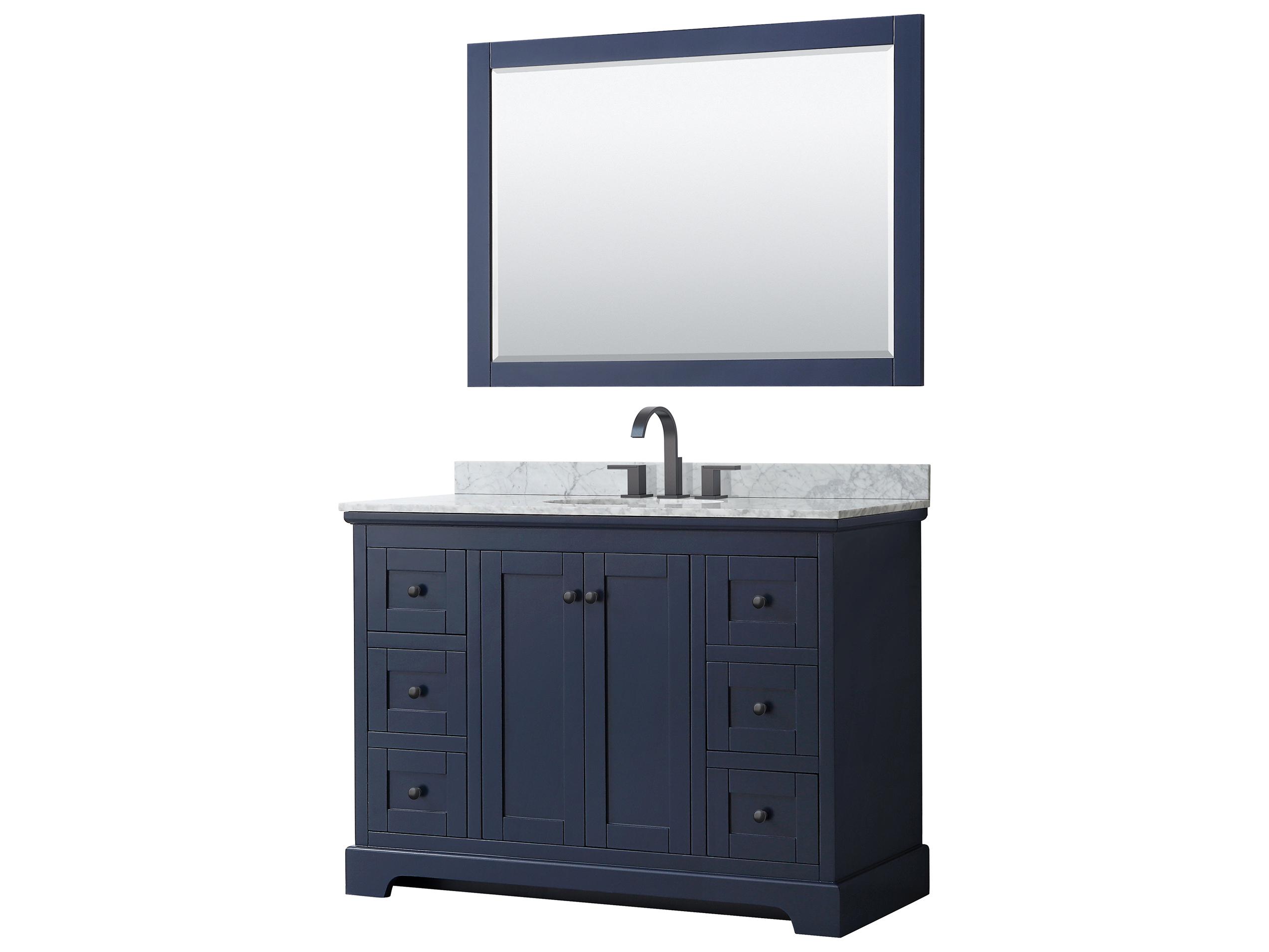 Wyndham Collection Avery 48" Dark Blue Vanity with 46" Mirror