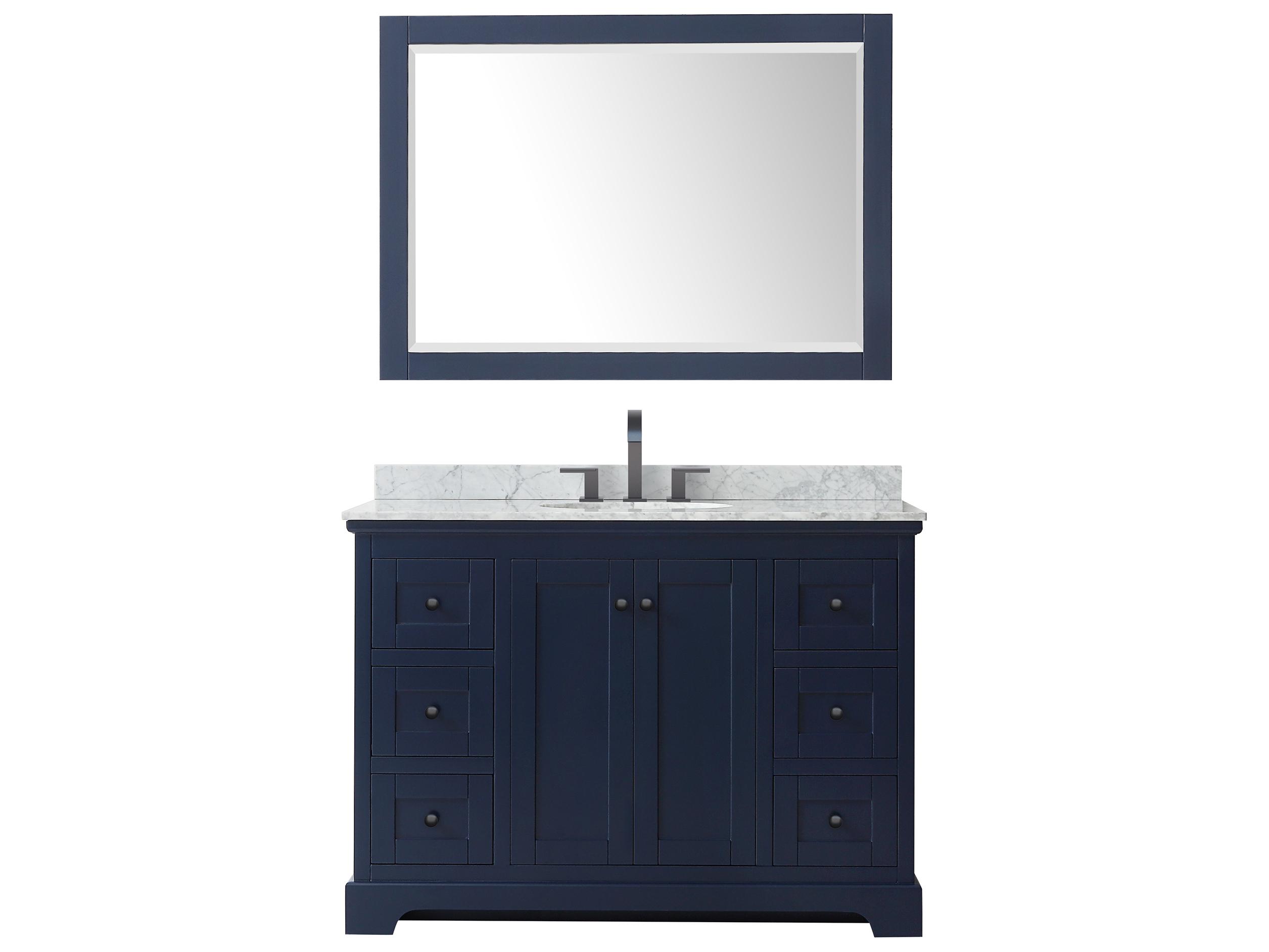 Wyndham Collection Avery 48" Dark Blue Vanity with 46" Mirror