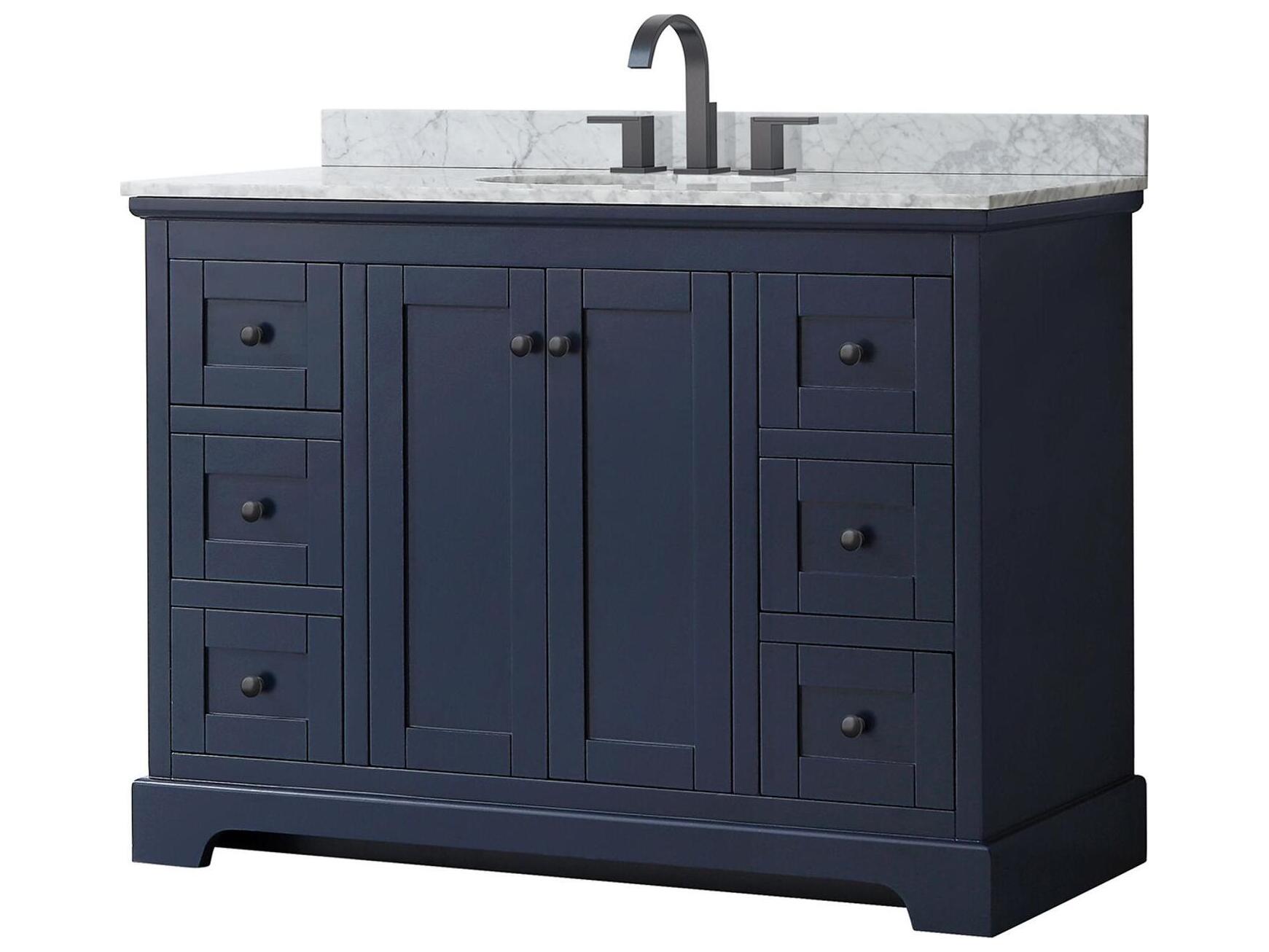 Wyndham Collection Avery 48" Dark Blue Vanity