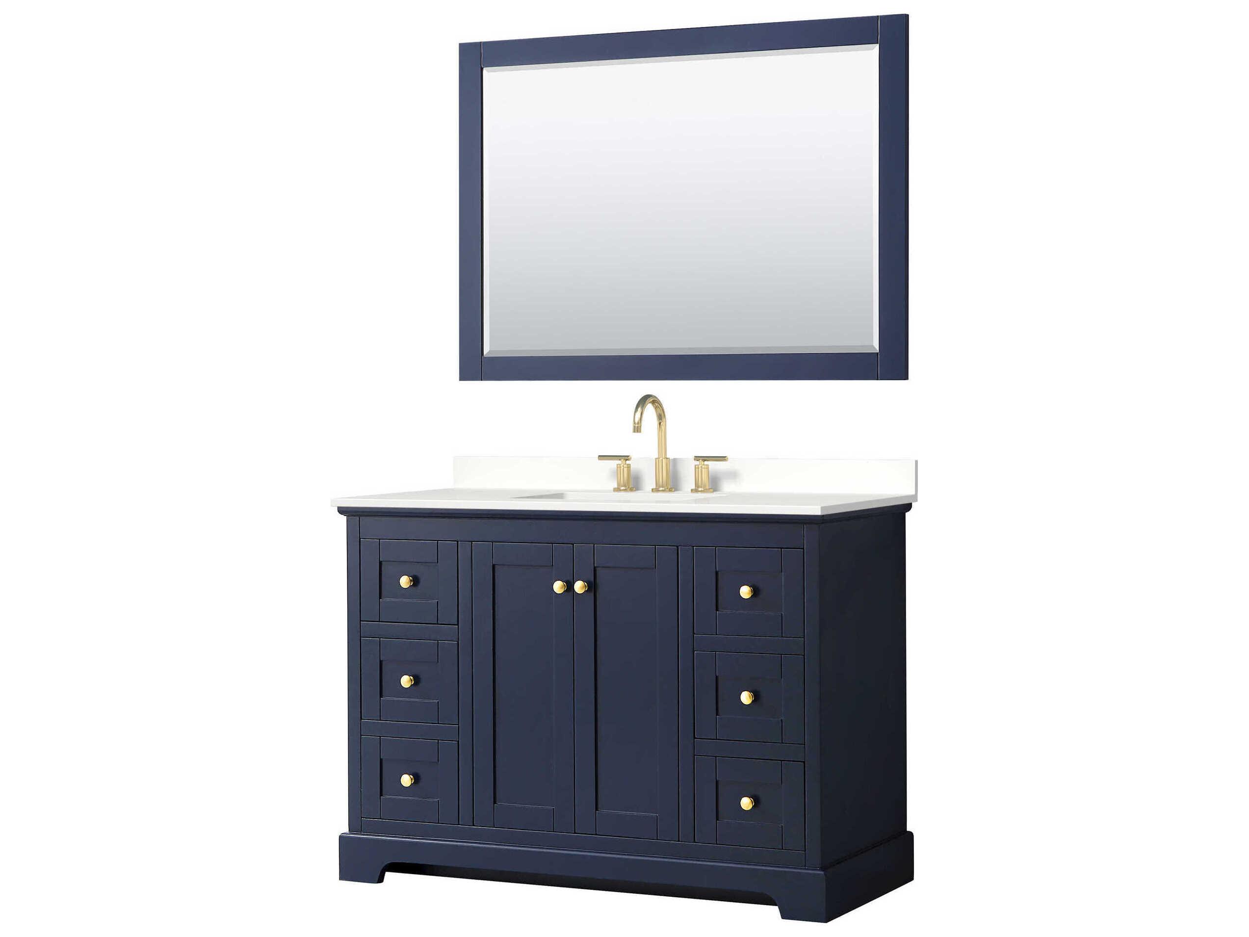 Wyndham Collection Avery 48" Dark Blue Vanity with 46" Mirror