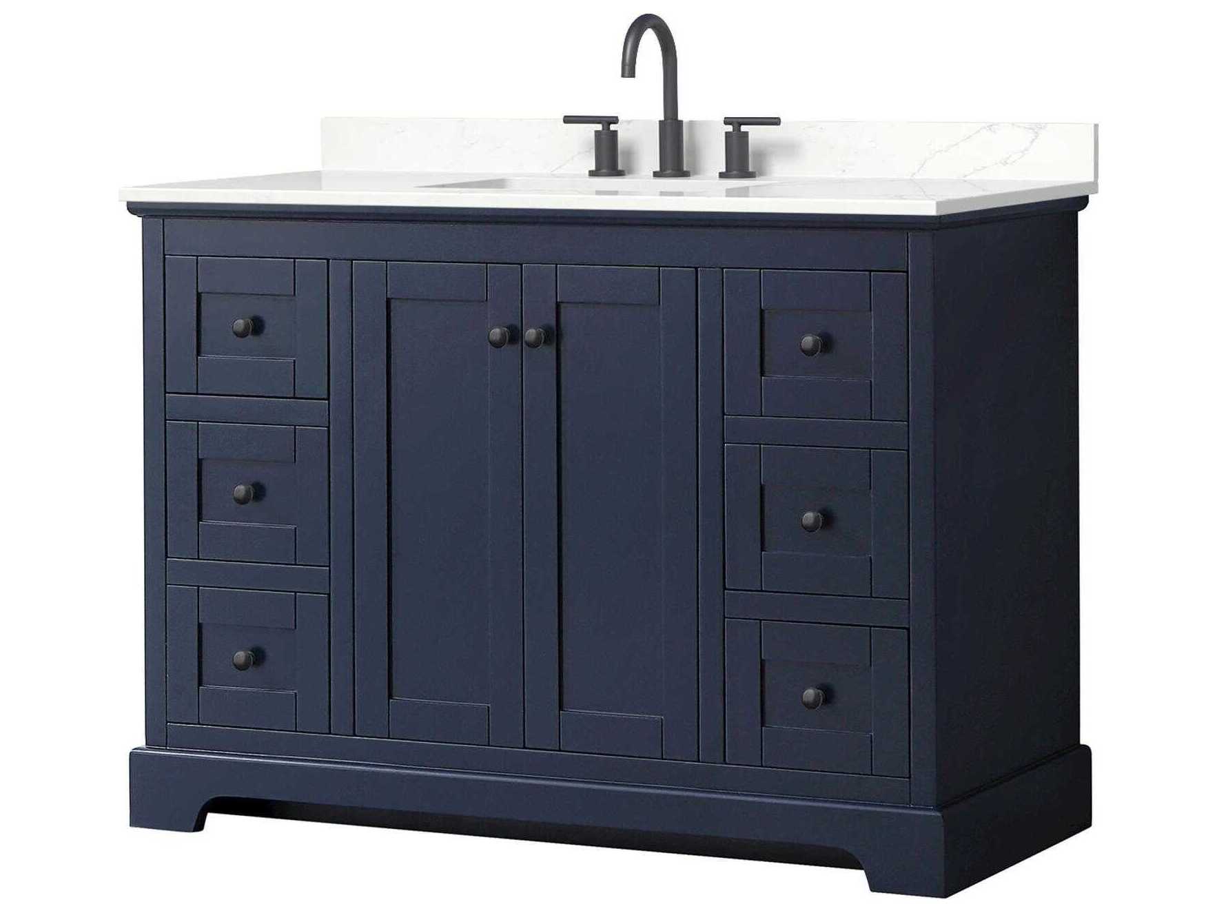 Wyndham Collection Avery 48" Dark Blue Vanity